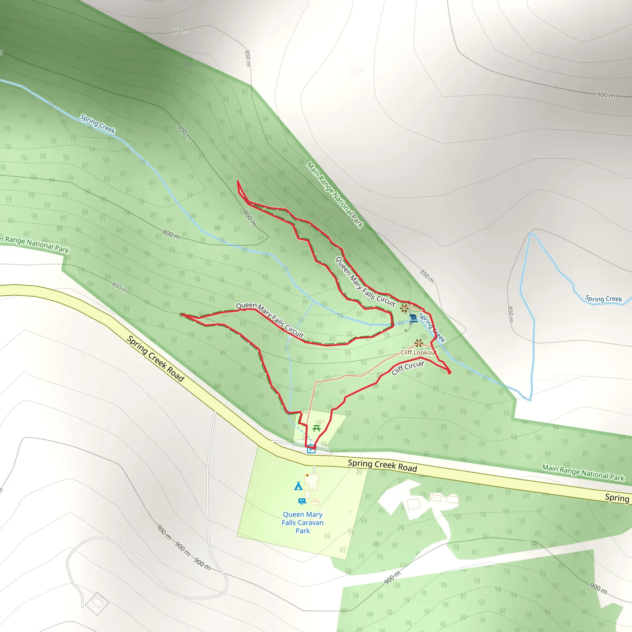 Queen Mary Falls Circuit Track mobile static map