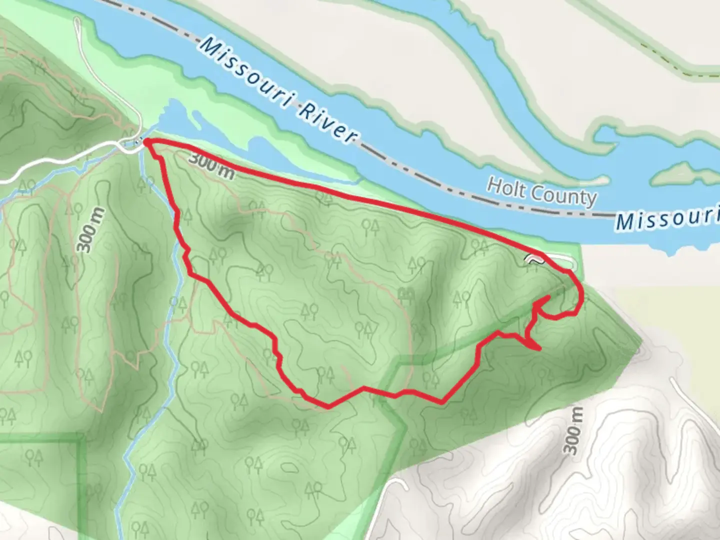 An image depicting the trail Hardwood Trail and Indian Cave Recreation Road Loop and its surrounding area.