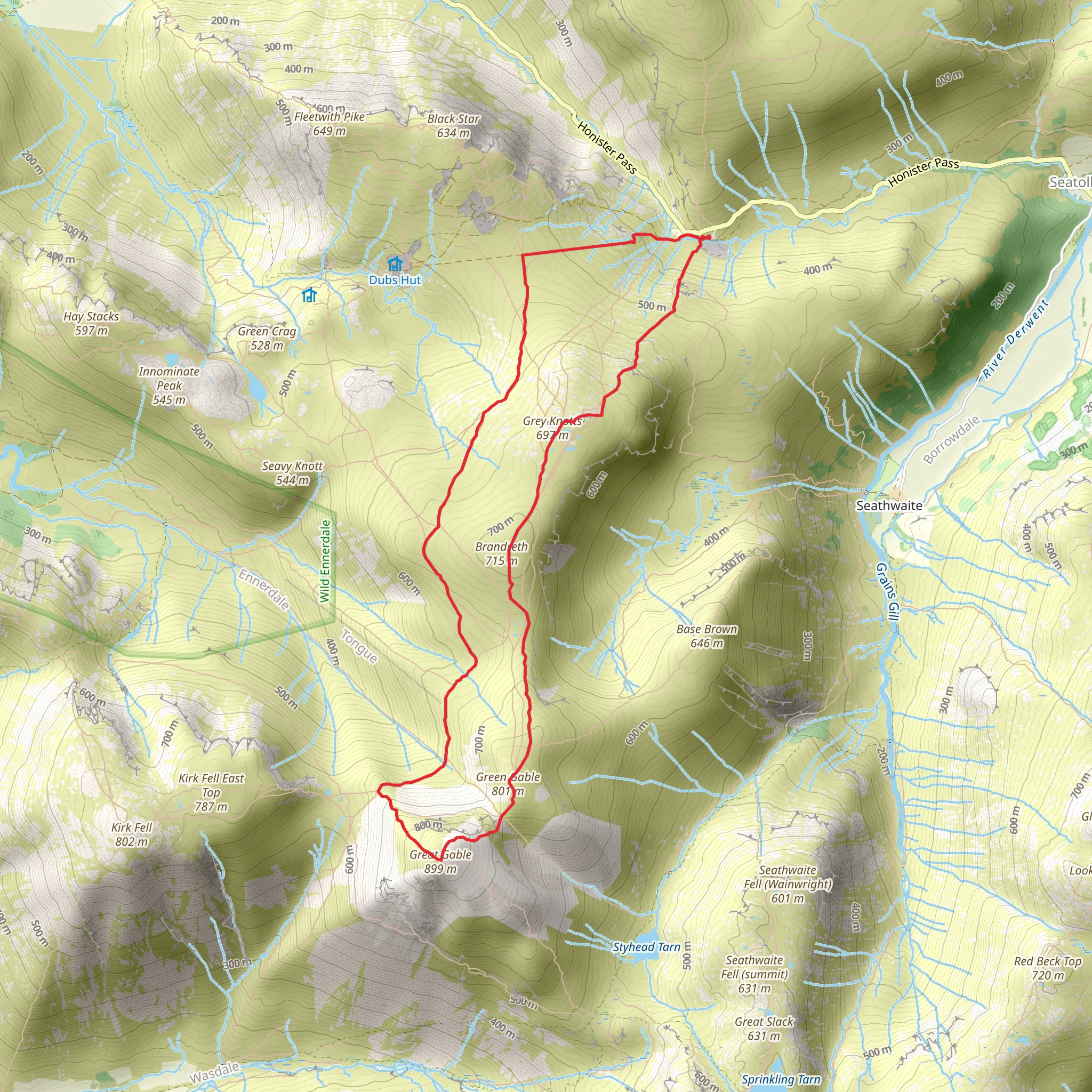 Windy Gap and Great Gable Loop mobile static map