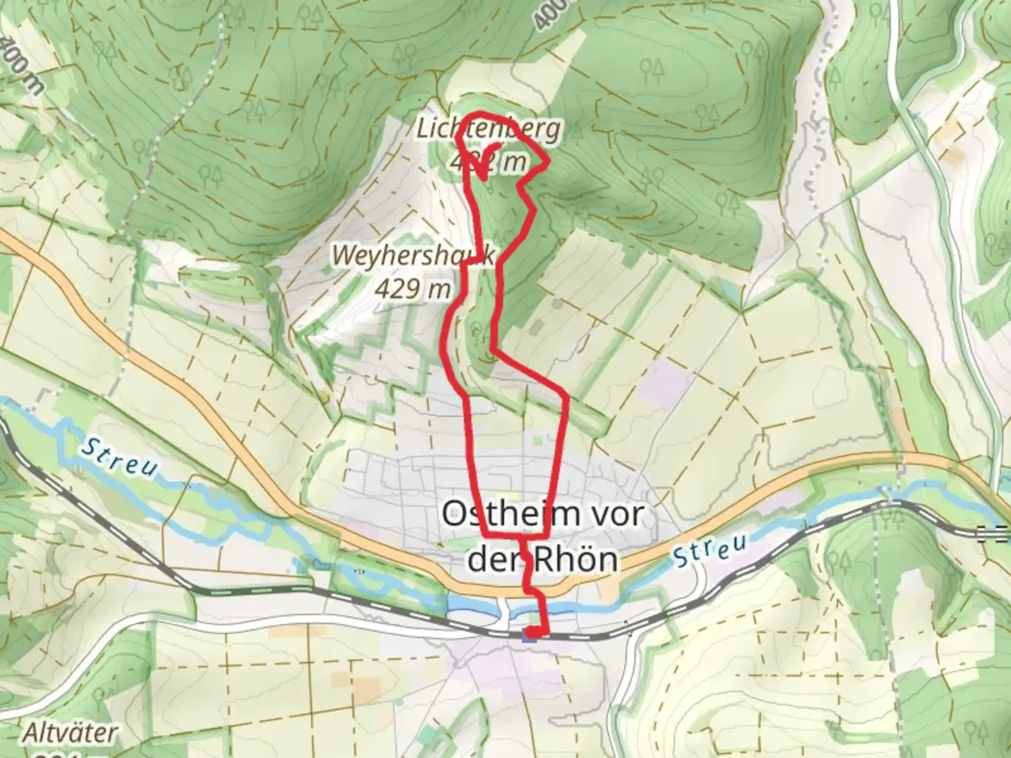 An image depicting the trail Extratour Ostheimer and Saar Schlesien Weg and its surrounding area.