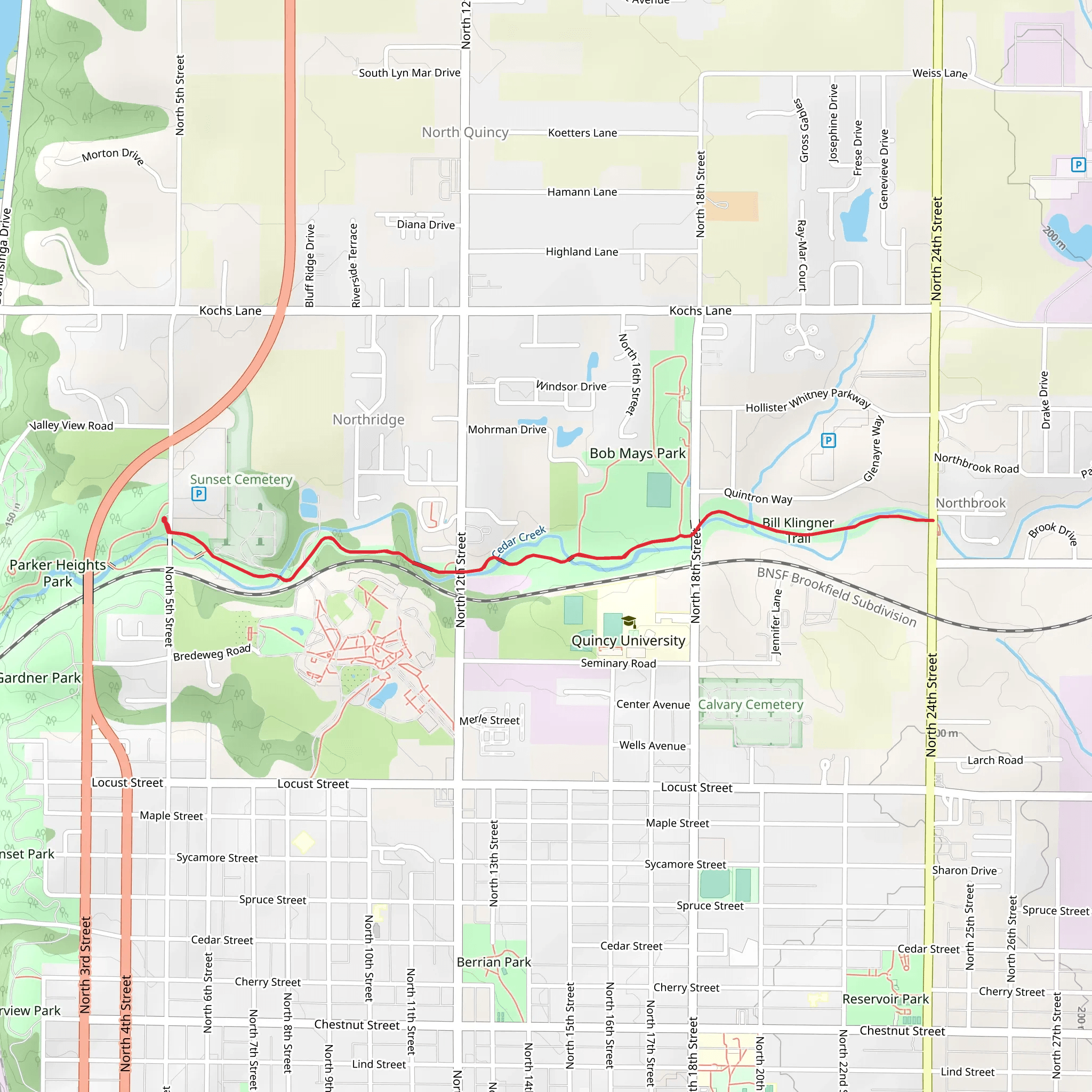 Cedar Creek Trail mobile static map