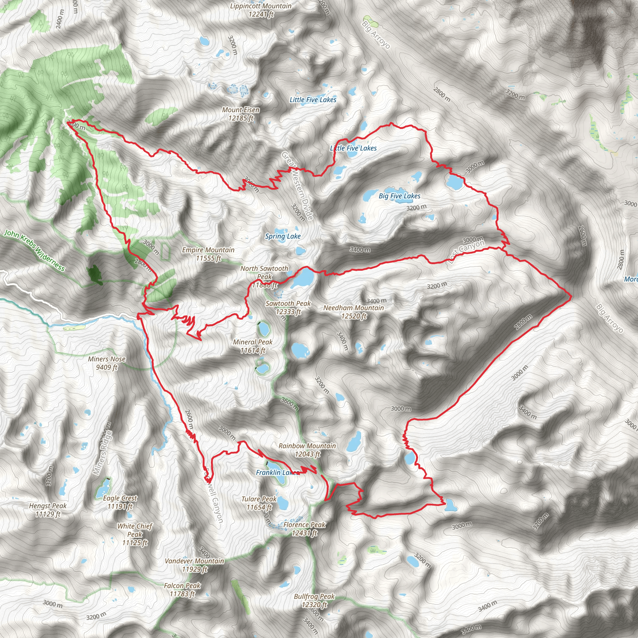 Mineral King And Little Five Lakes Loop mobile static map