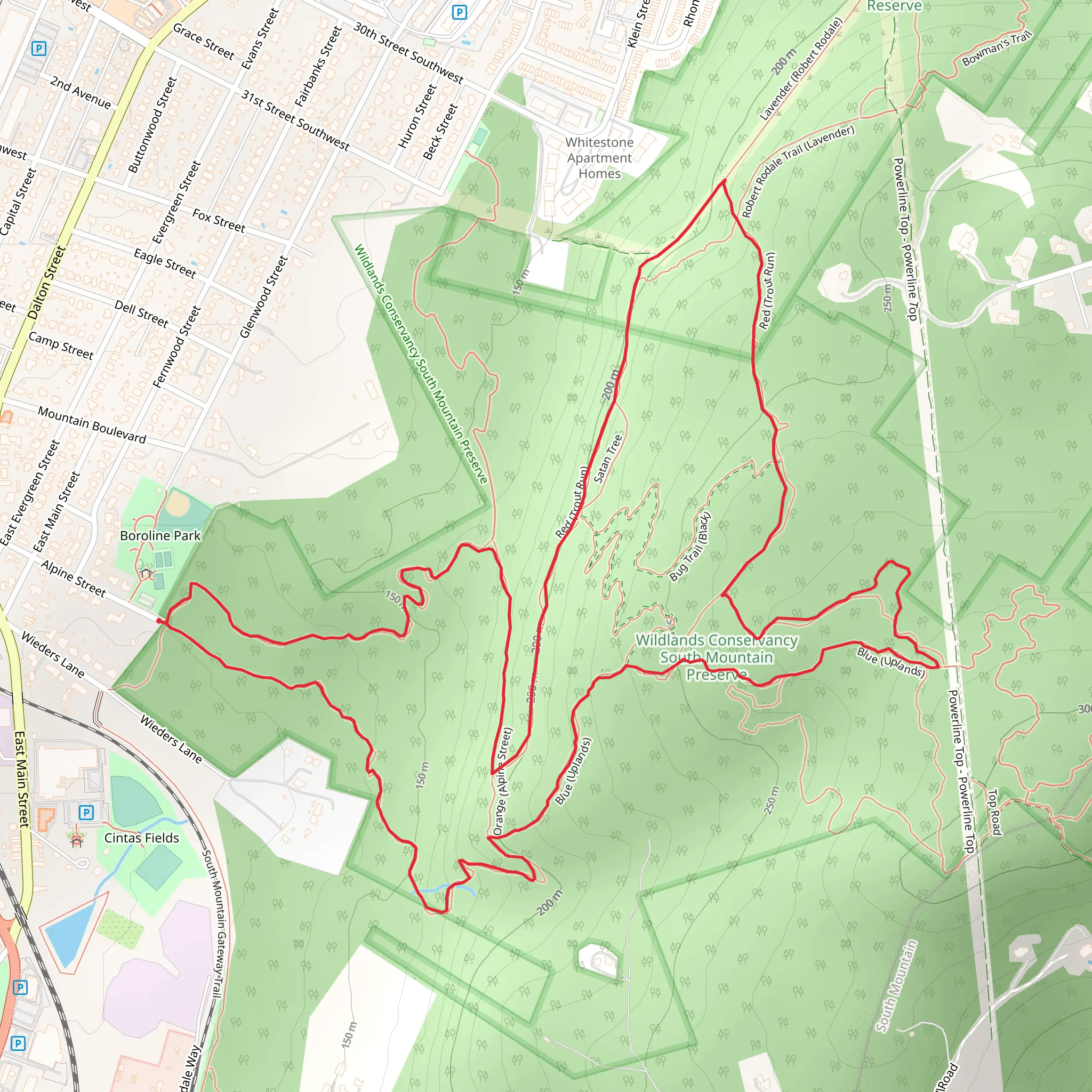 Wildlands Conservancy South Mountain Preserve Loop mobile static map