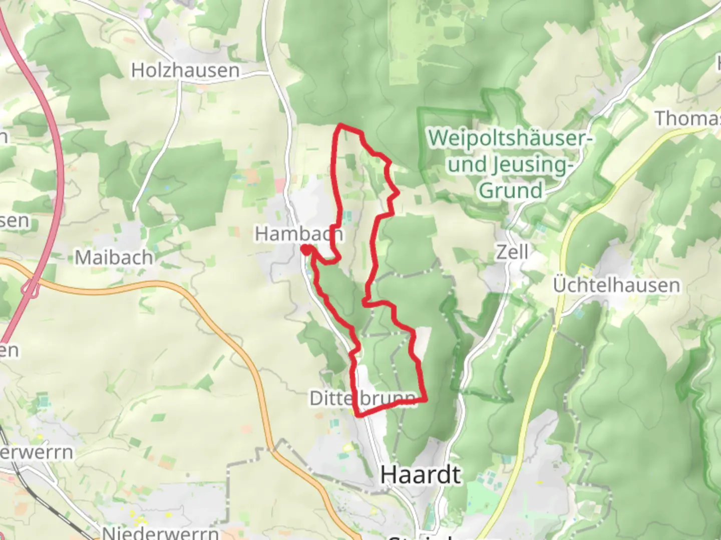 An image depicting the trail Durchs Lauerbachtal and its surrounding area.