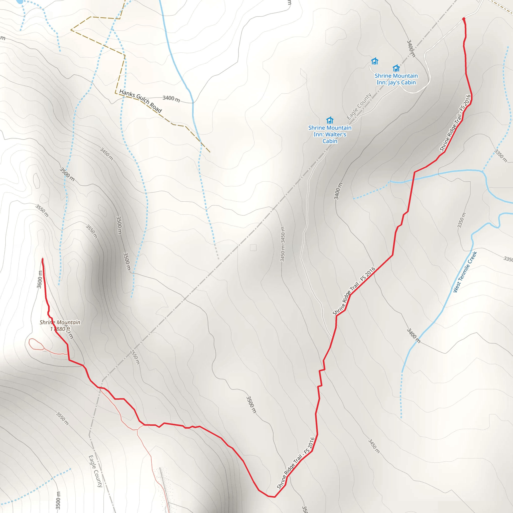 Shrine Mountain Trail mobile static map