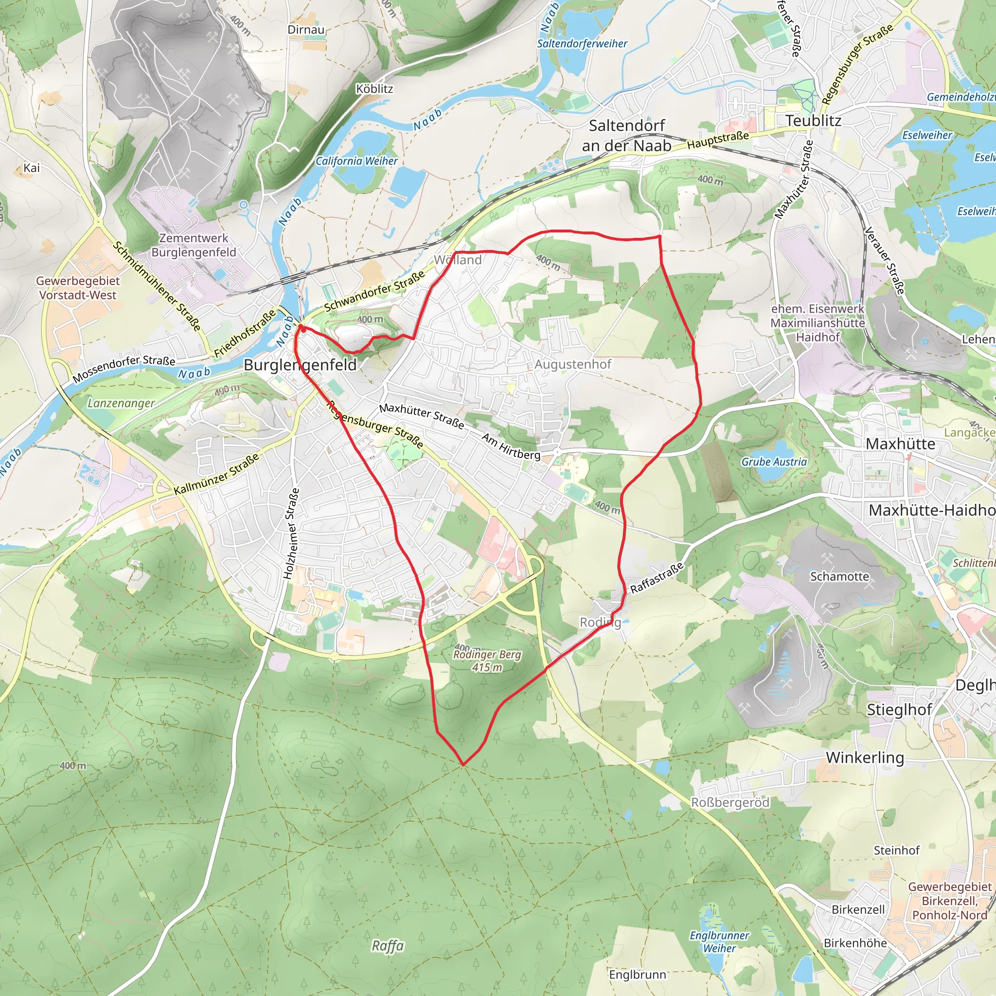 Staedtedreieck Rundweg and Scharzenfeld mobile static map