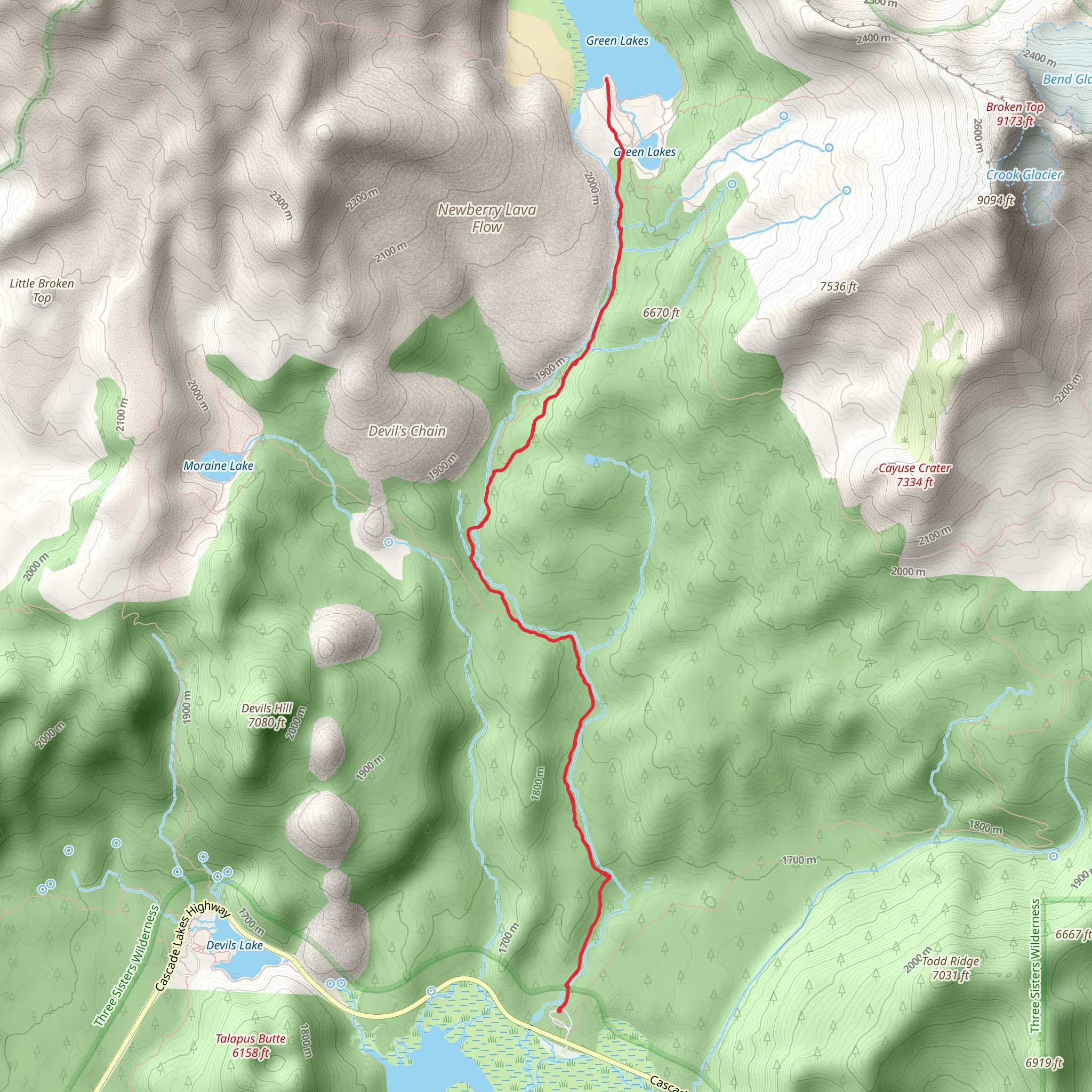Fall Creek - Green Lakes Trail mobile static map