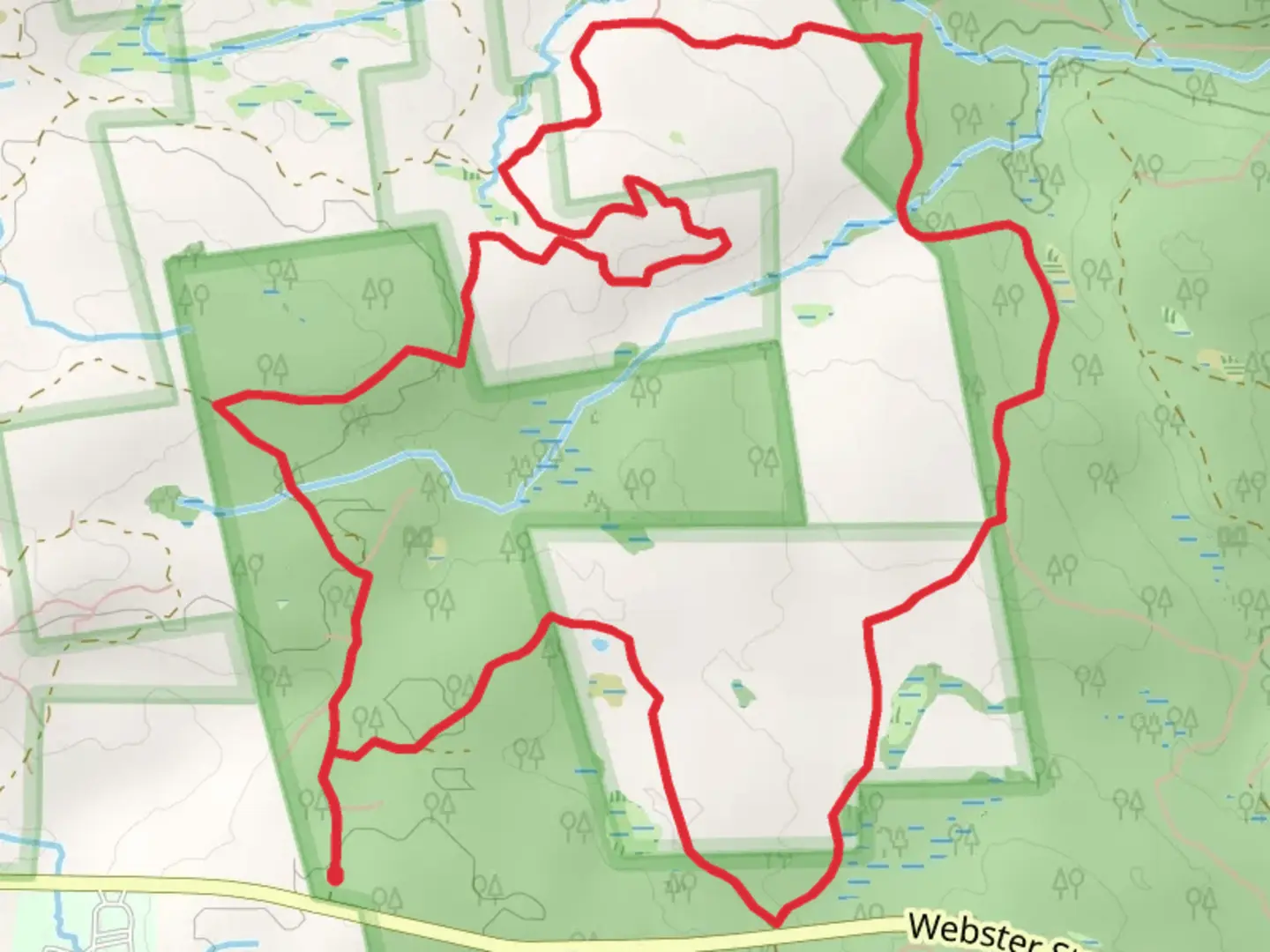 An image depicting the trail Mine Brook Wildlife Management Area Loop and its surrounding area.