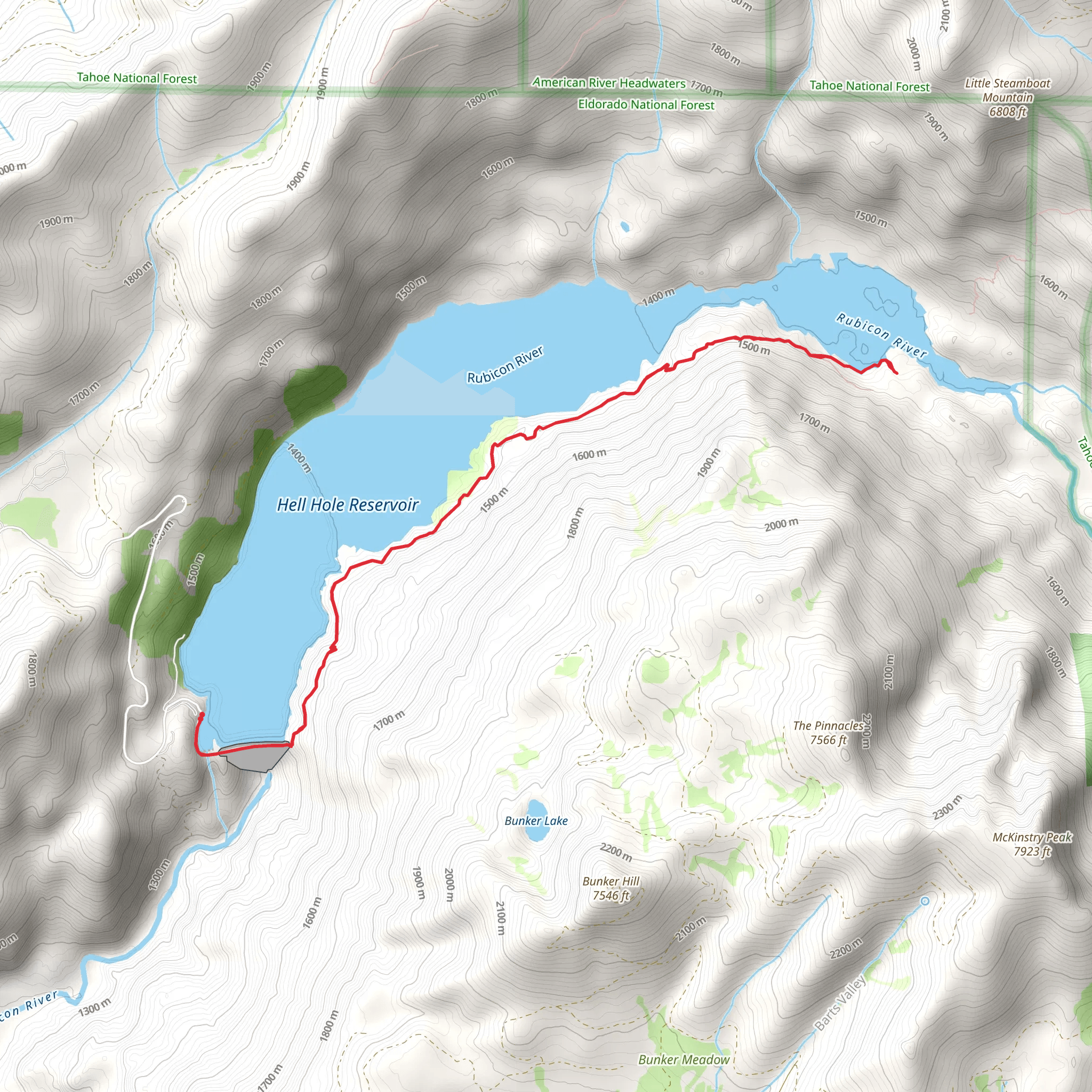Hellhole Reservoir Trail mobile static map