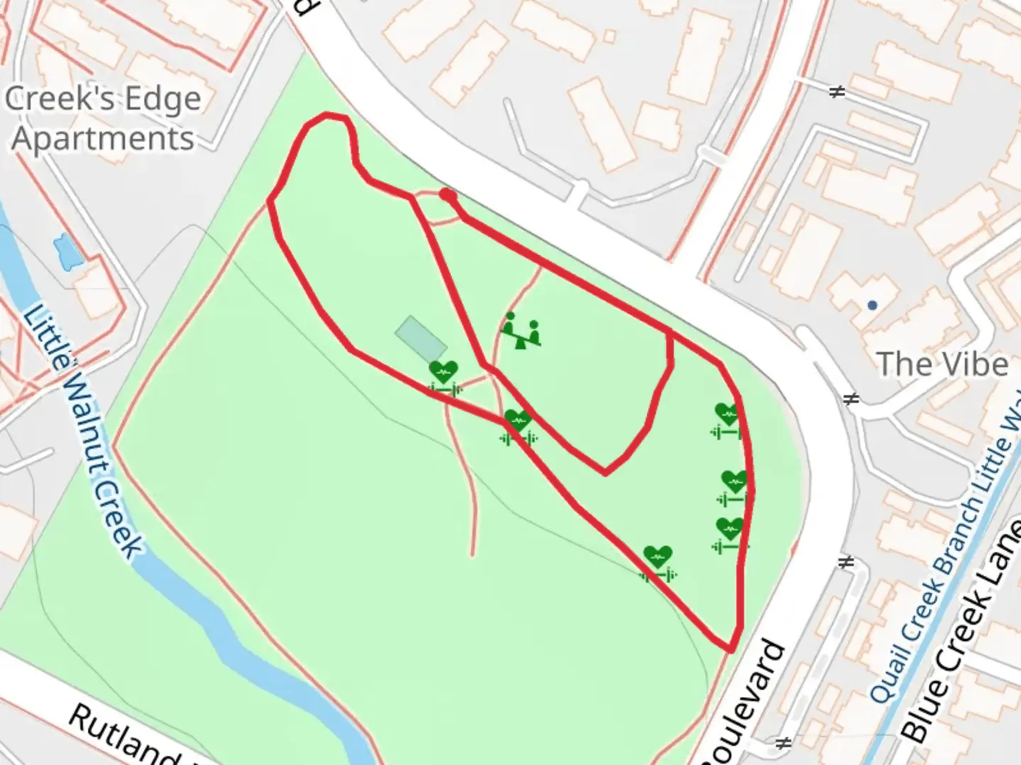 An image depicting the trail Quail Creek Neighborhood Park Short Loop and its surrounding area.