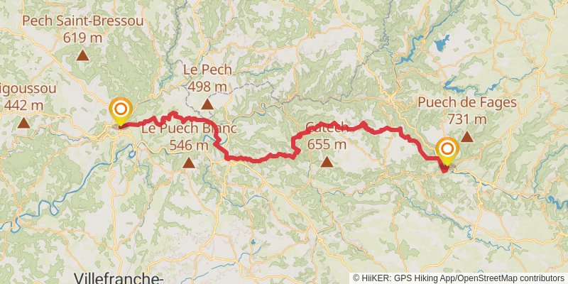 Camino Geneva-Saint Jean Pied du Port stage 6 Map