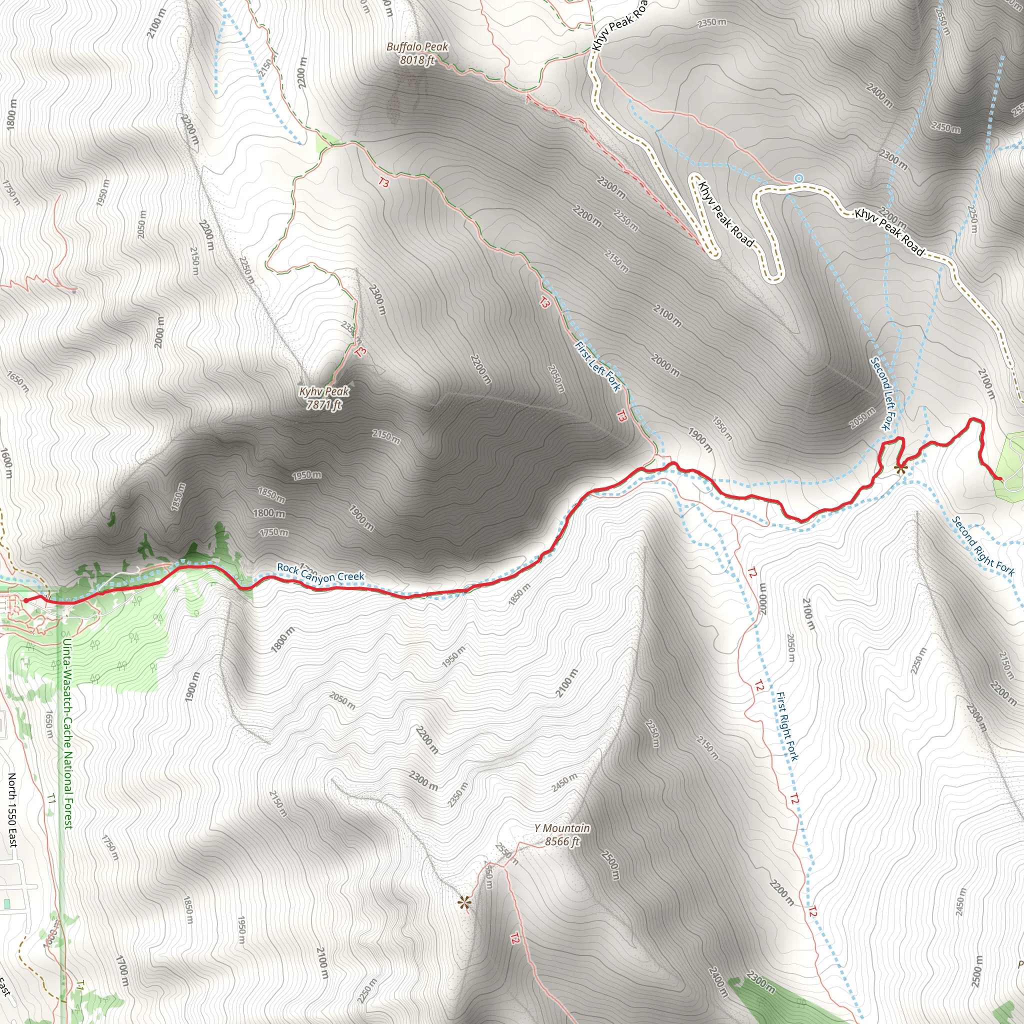 Rock Canyon and Dry Fork Trail mobile static map