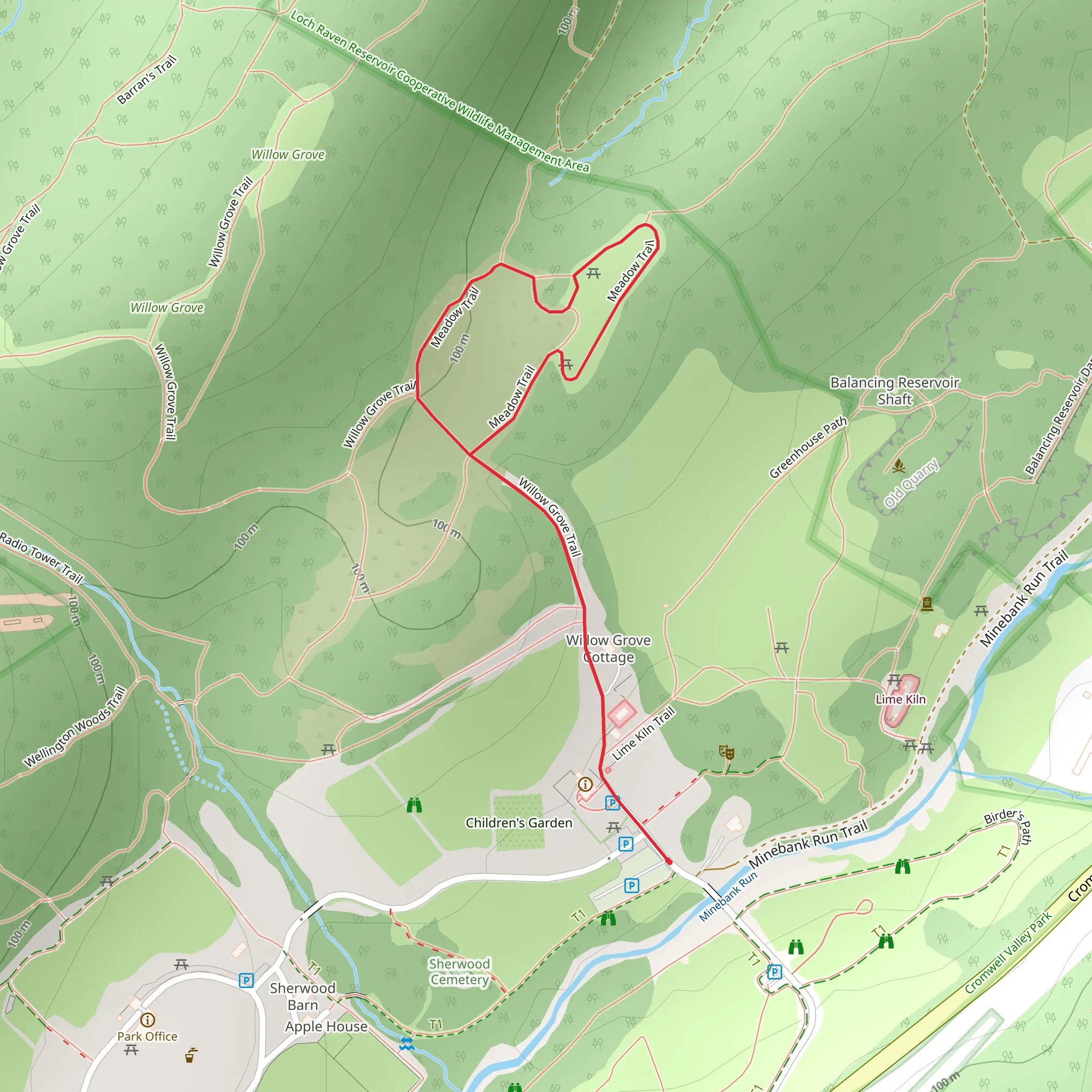 Meadow Loop via Willow Grove Trail mobile static map