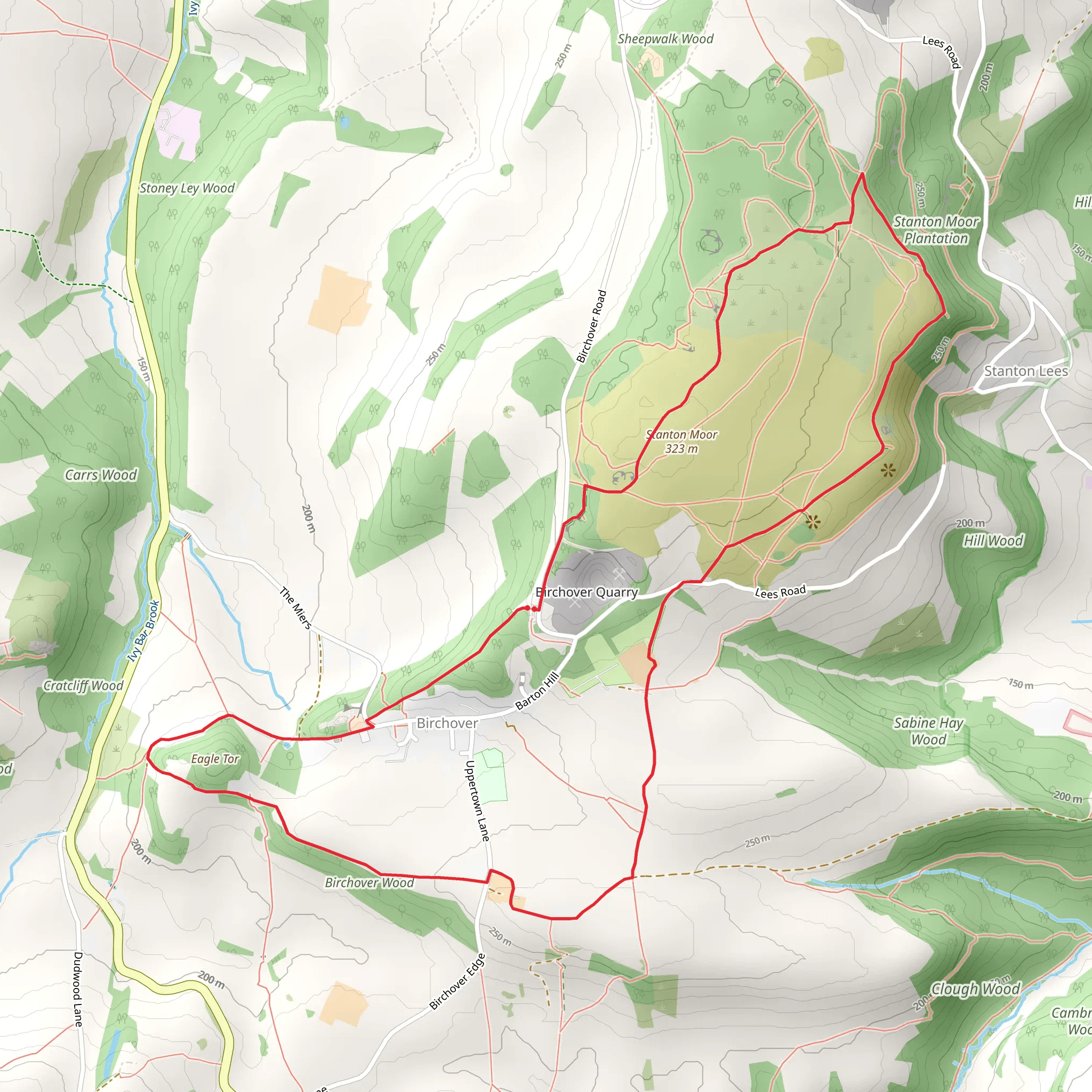 Stanton Moor Plantation Circular Walk mobile static map