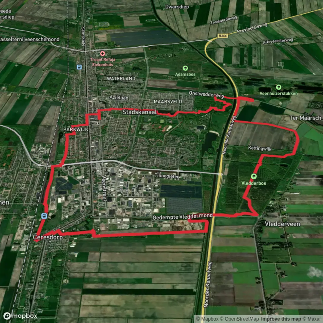 An image depicting the trail Vledderbos and Broeklanden Loop and its surrounding area.
