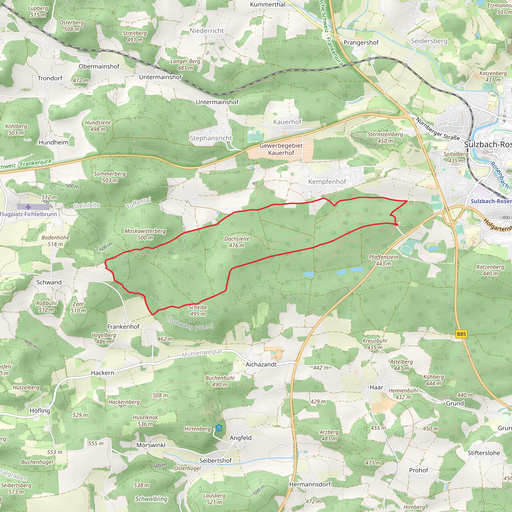 Walderlebnispfad Wagensass and Rotpunkt mobile static map