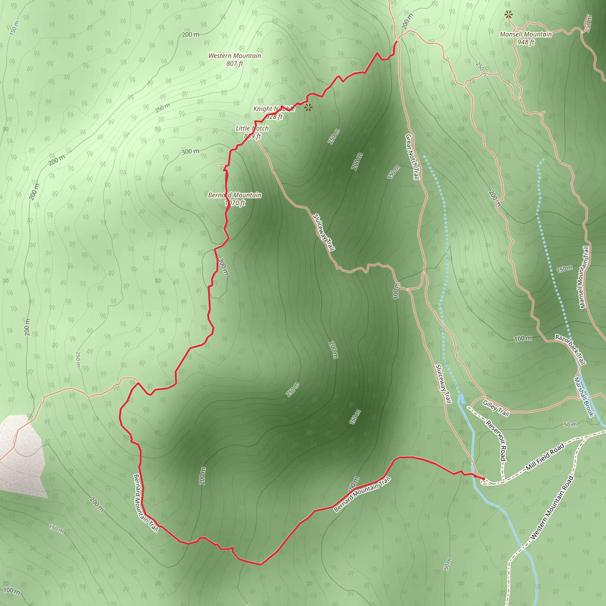 Bernard Mountain Trail mobile static map