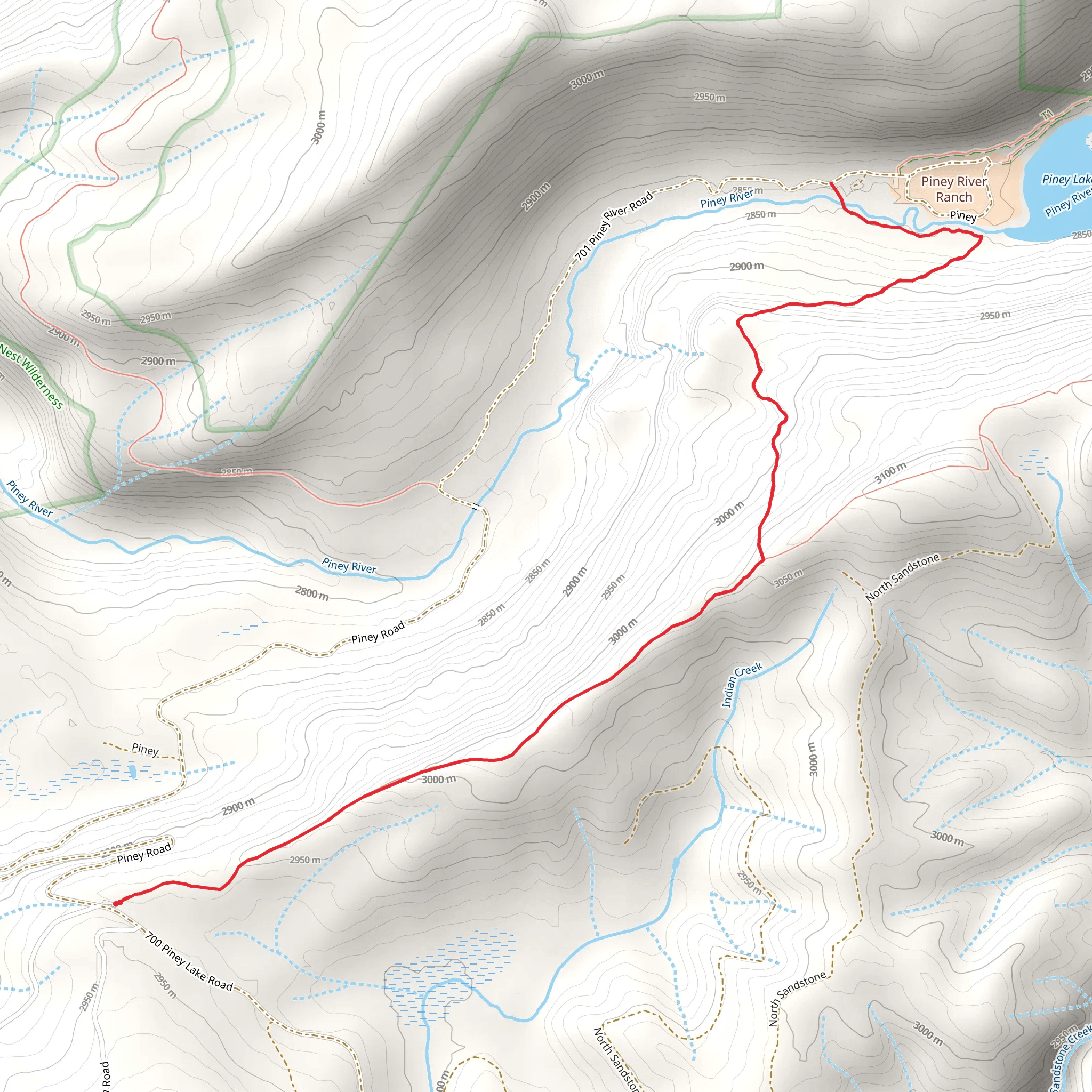 Lost Lake to Piney Trail mobile static map