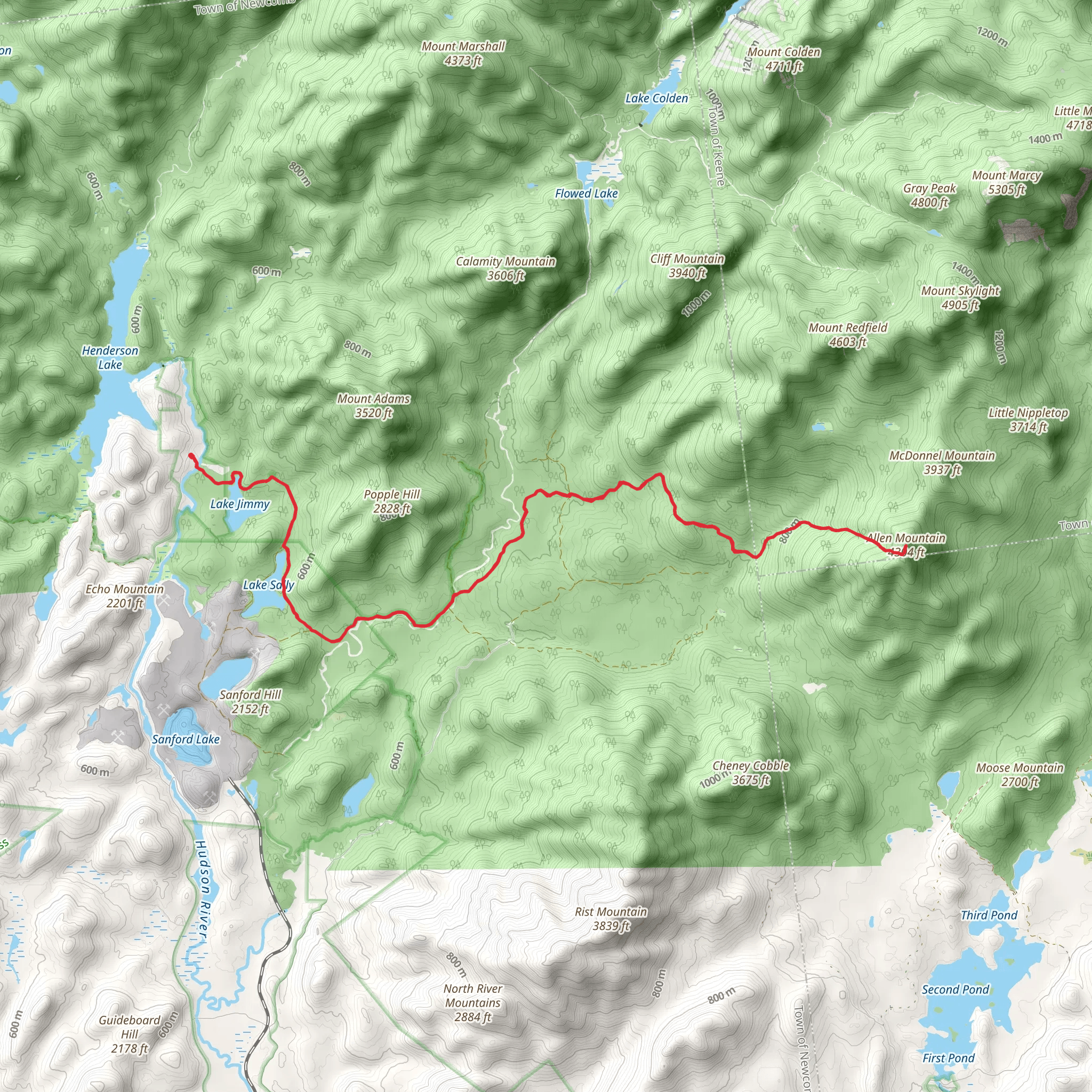 Allen Brook and Allen Mountain Trail mobile static map