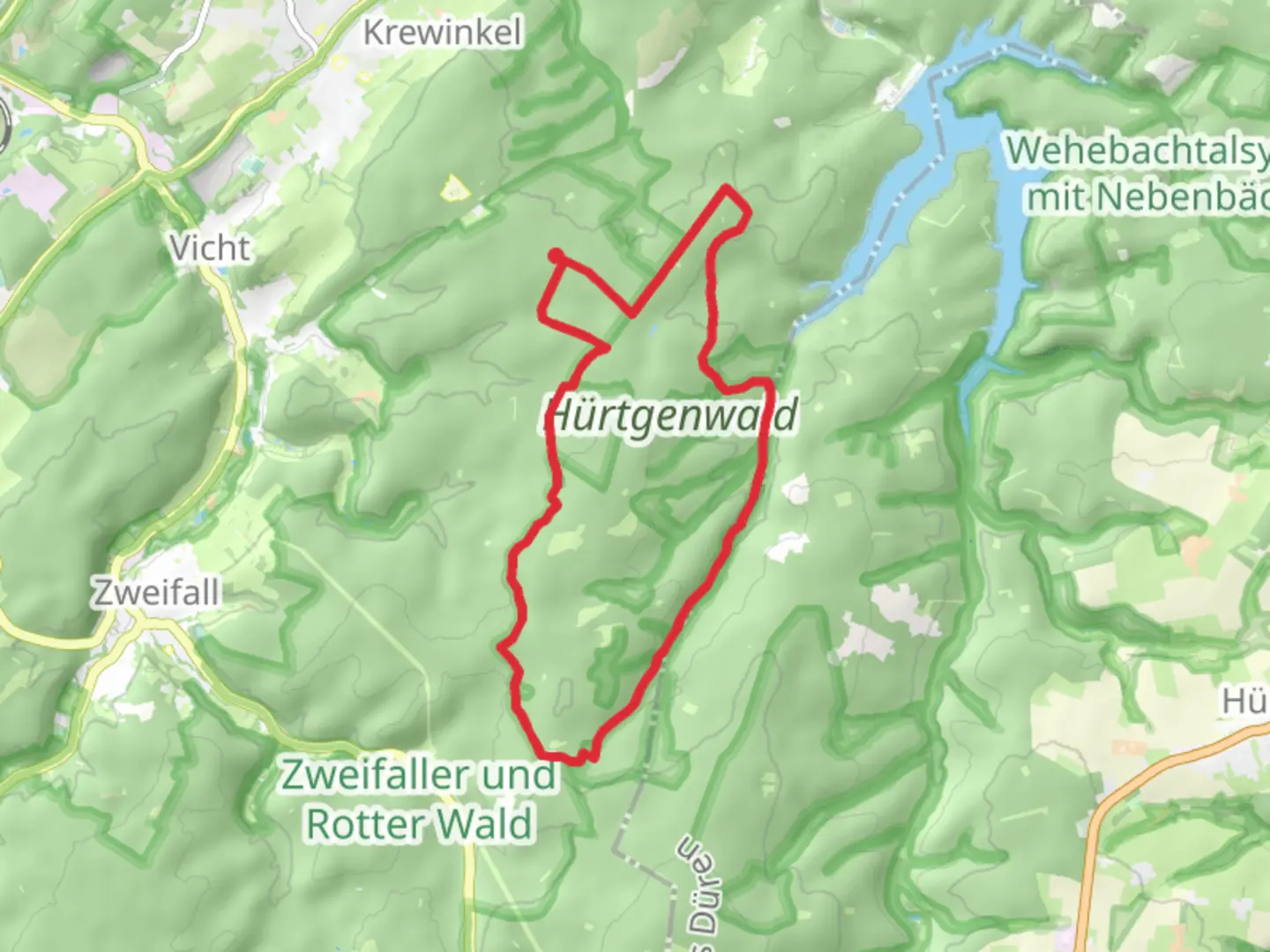 An image depicting the trail Süssendell Rundweg and Biberweg and its surrounding area.