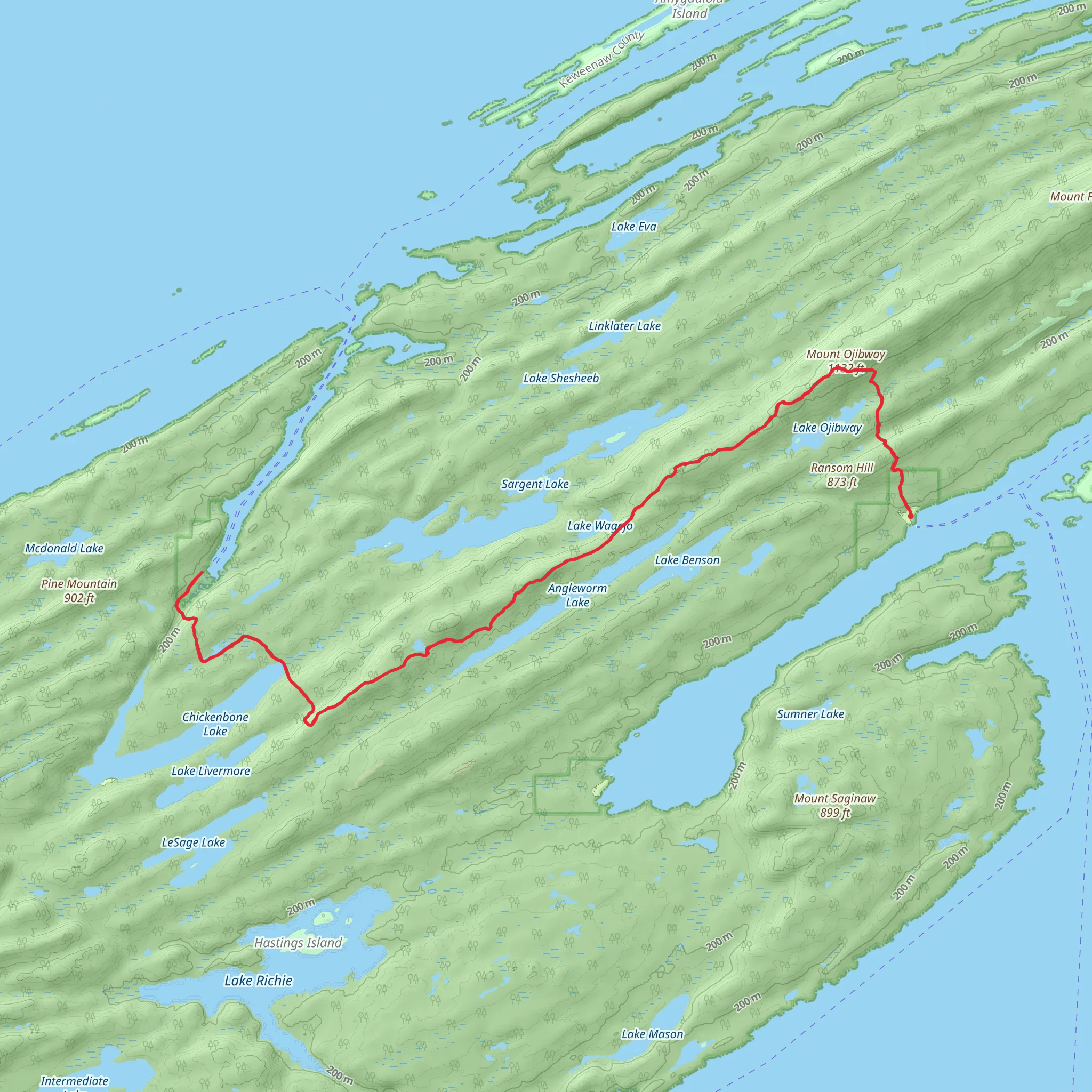 Mount Ojibway via Greenstone Ridge Trail mobile static map