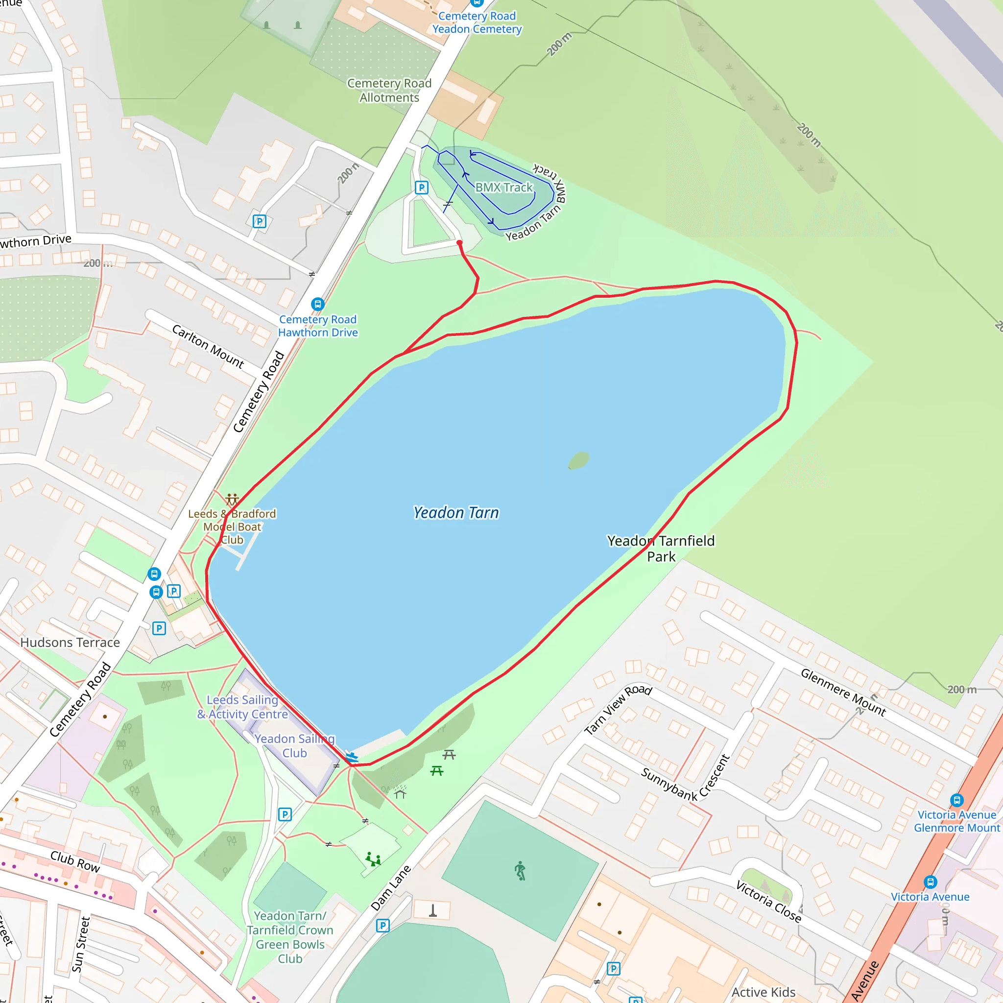 Yeadon Tarn Loop mobile static map