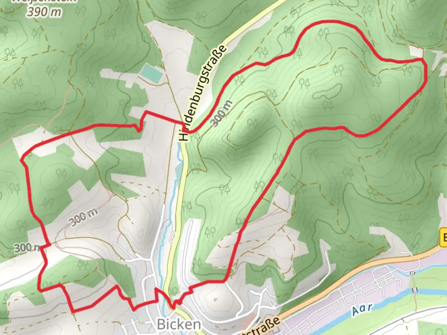 An image depicting the trail Stallchen and Eiternholl Loop and its surrounding area.