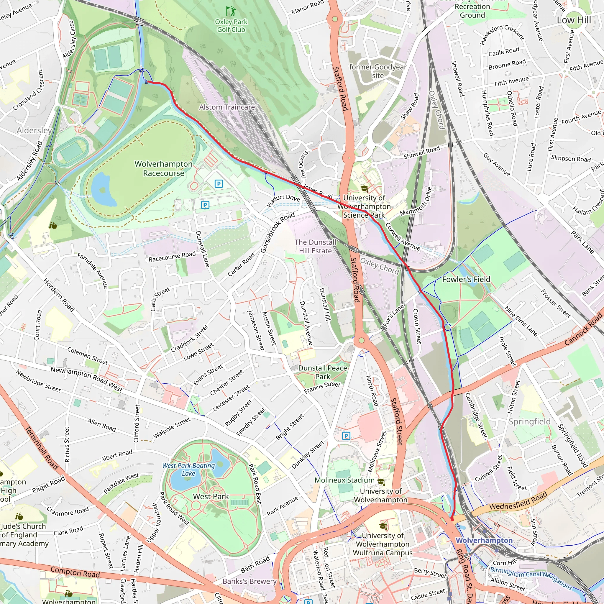 Wolverhampton Canal Walk mobile static map