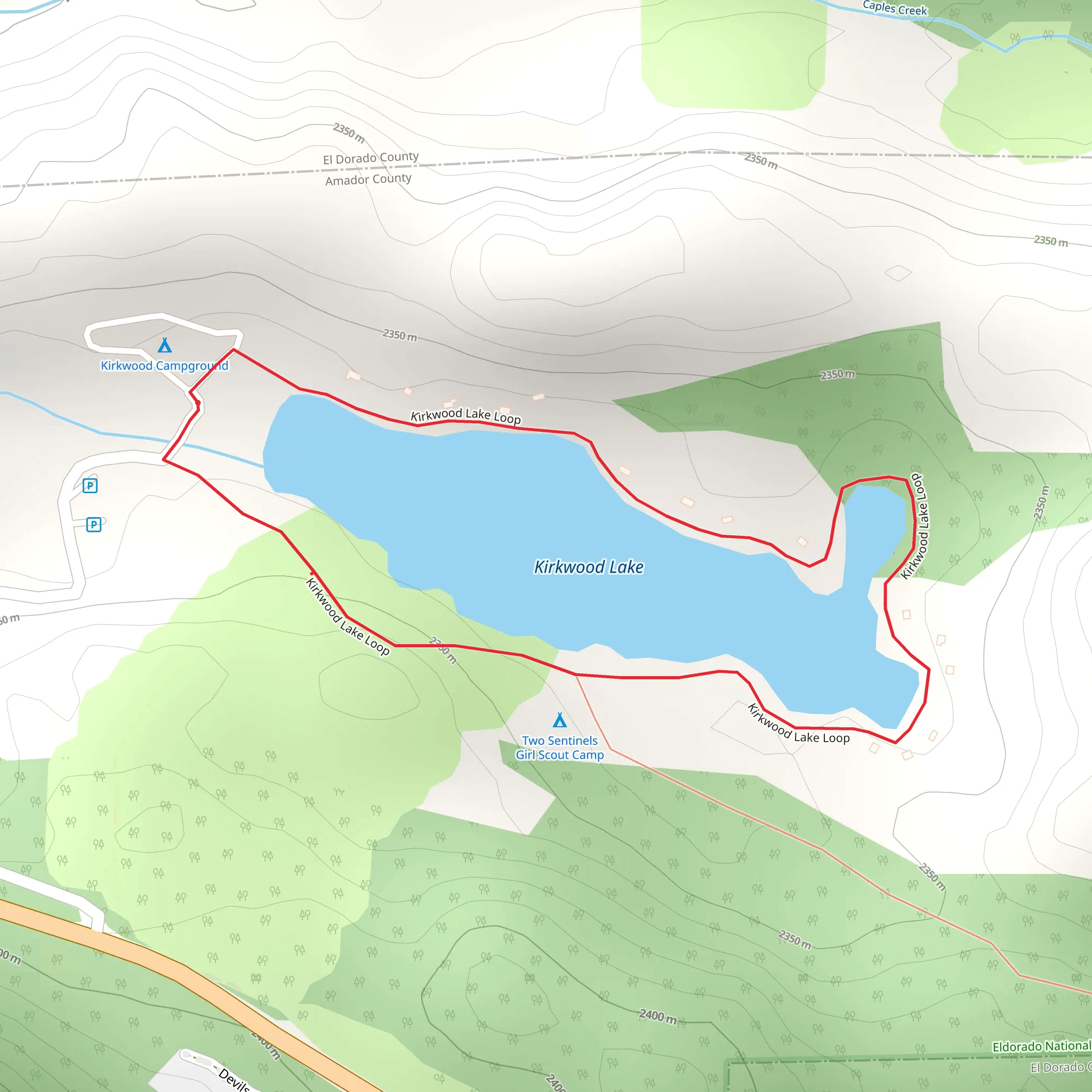Kirkwood Lake Loop mobile static map