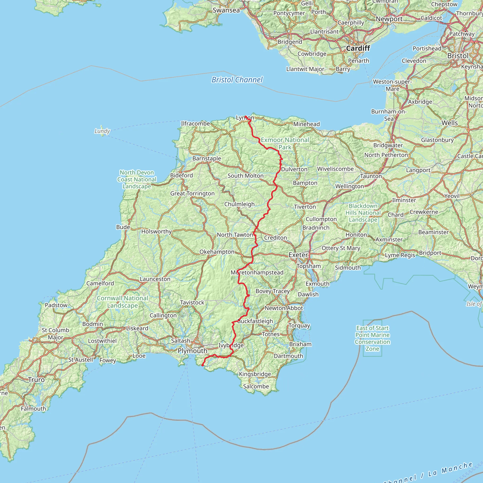 Two Moors Way mobile static map