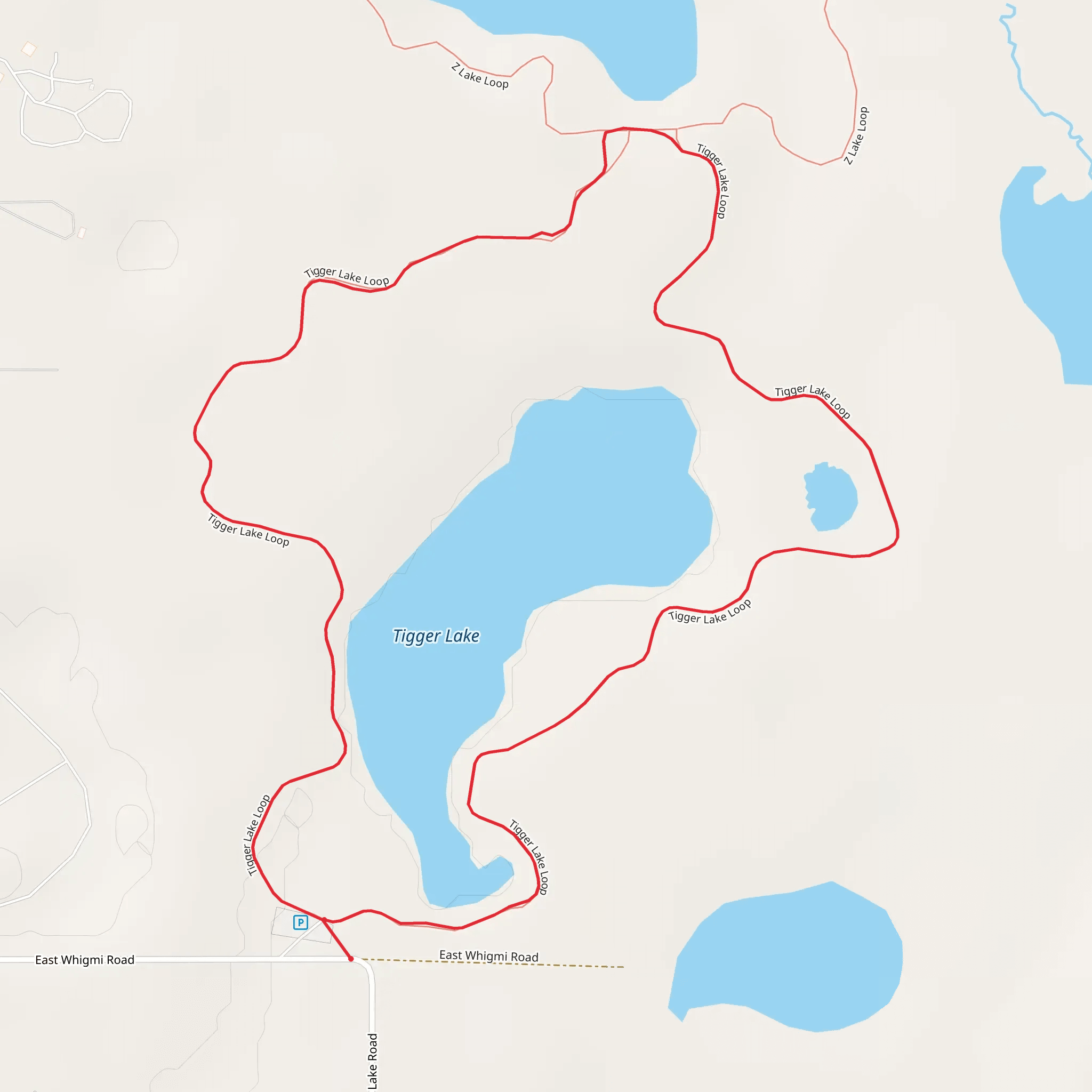 Tiger Lake via Otter Loop mobile static map