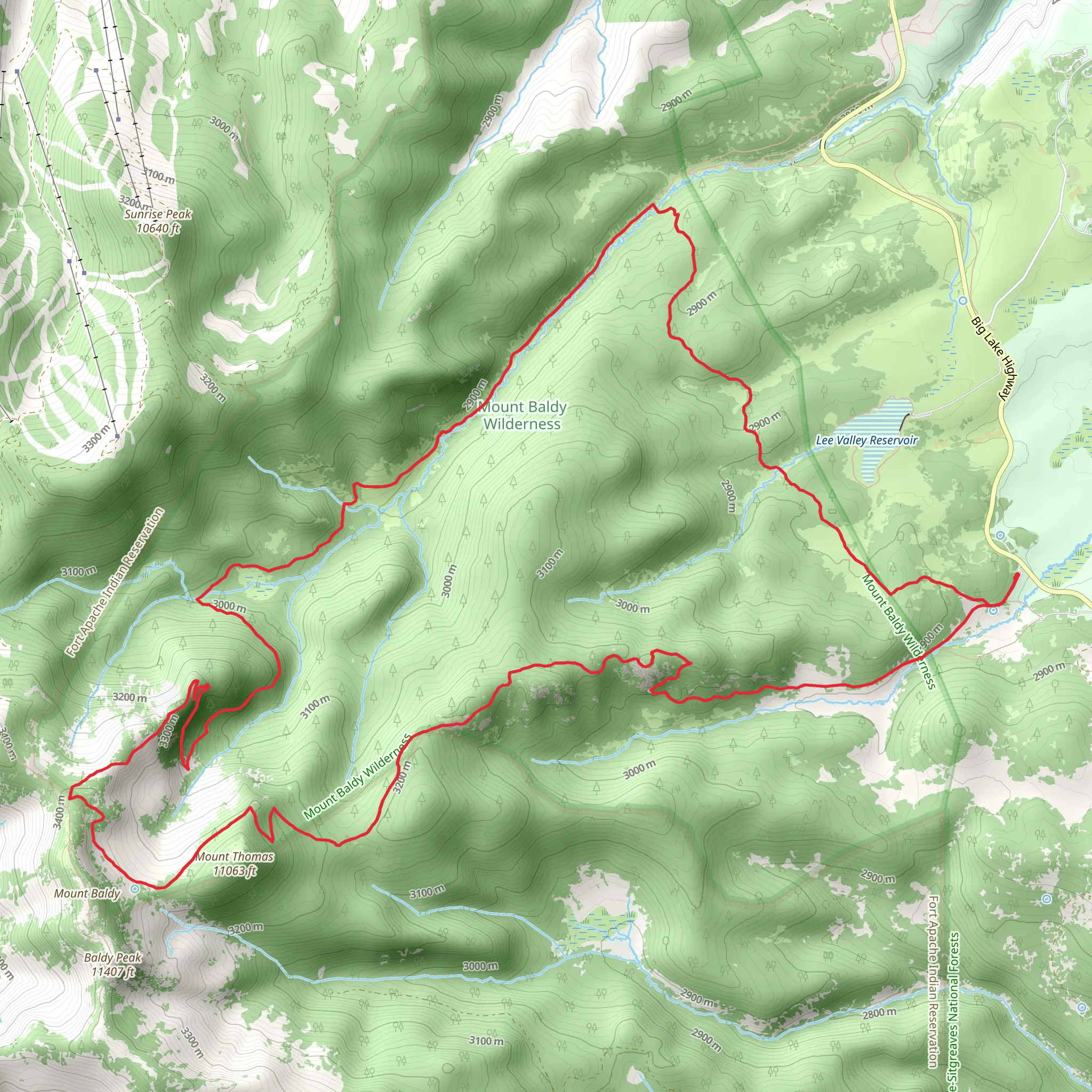 Crossover Trail and East and West Baldy Trail Loop mobile static map