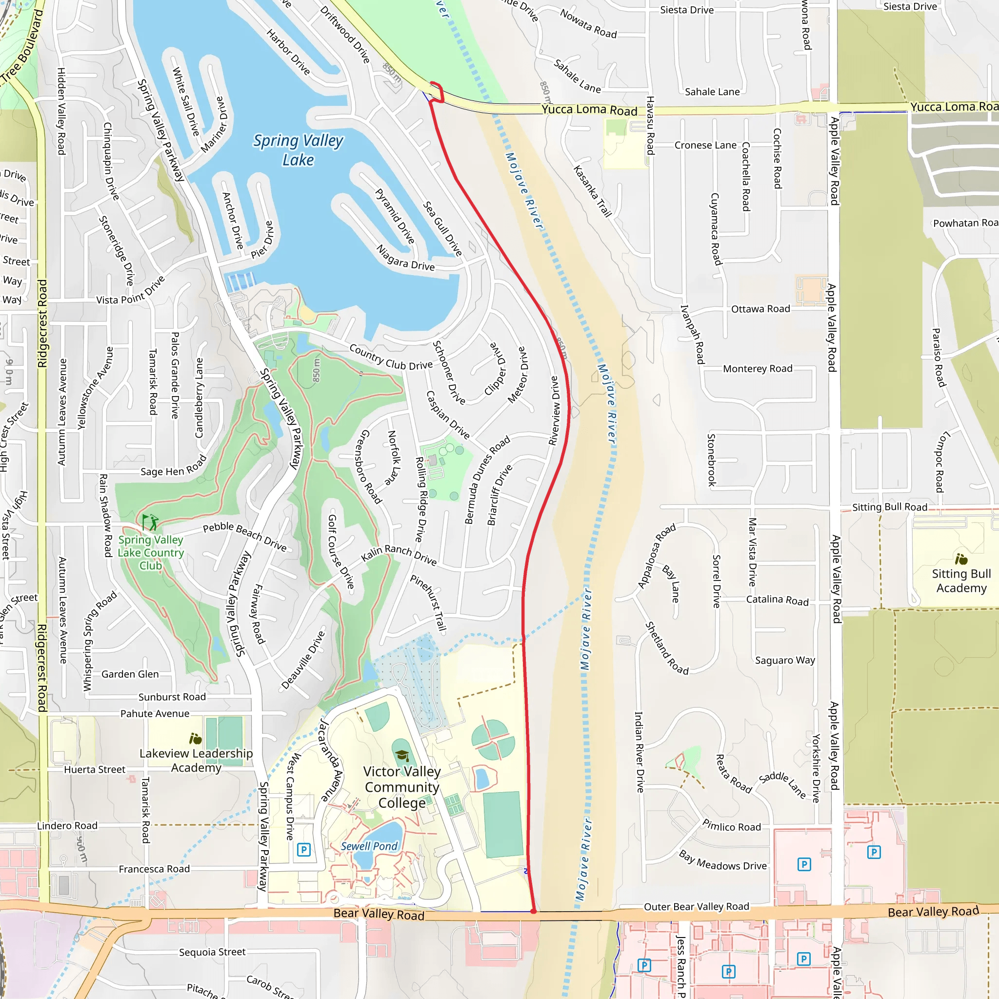 Mojave River Path Out and Back mobile static map