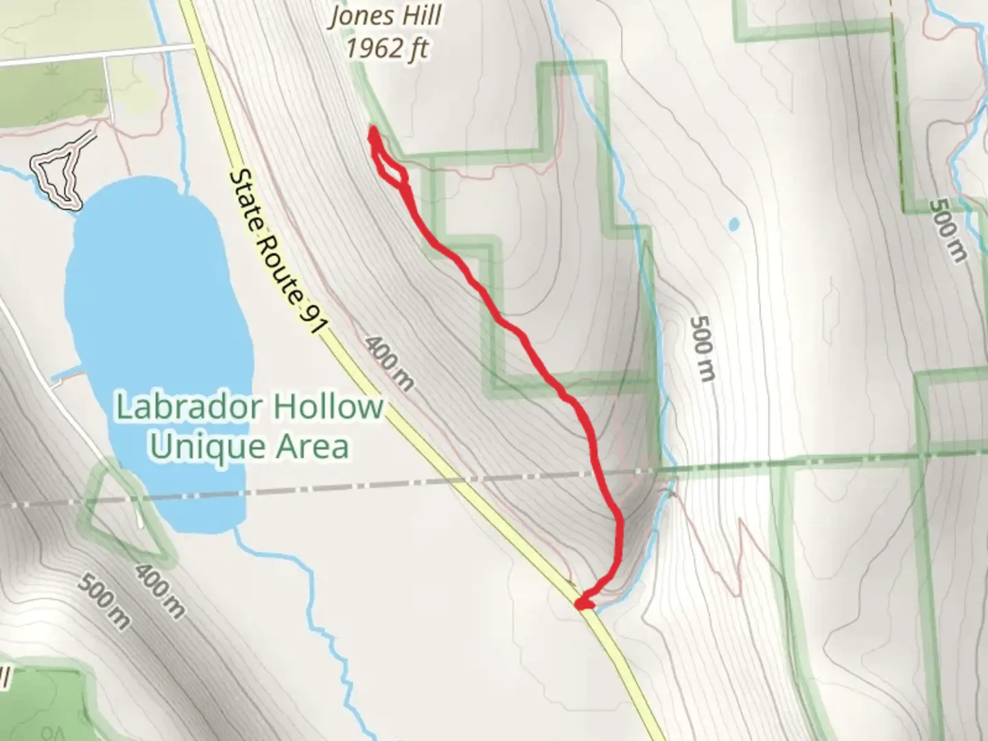 An image depicting the trail Jones Hill via Onondaga and Skyline Trail and its surrounding area.