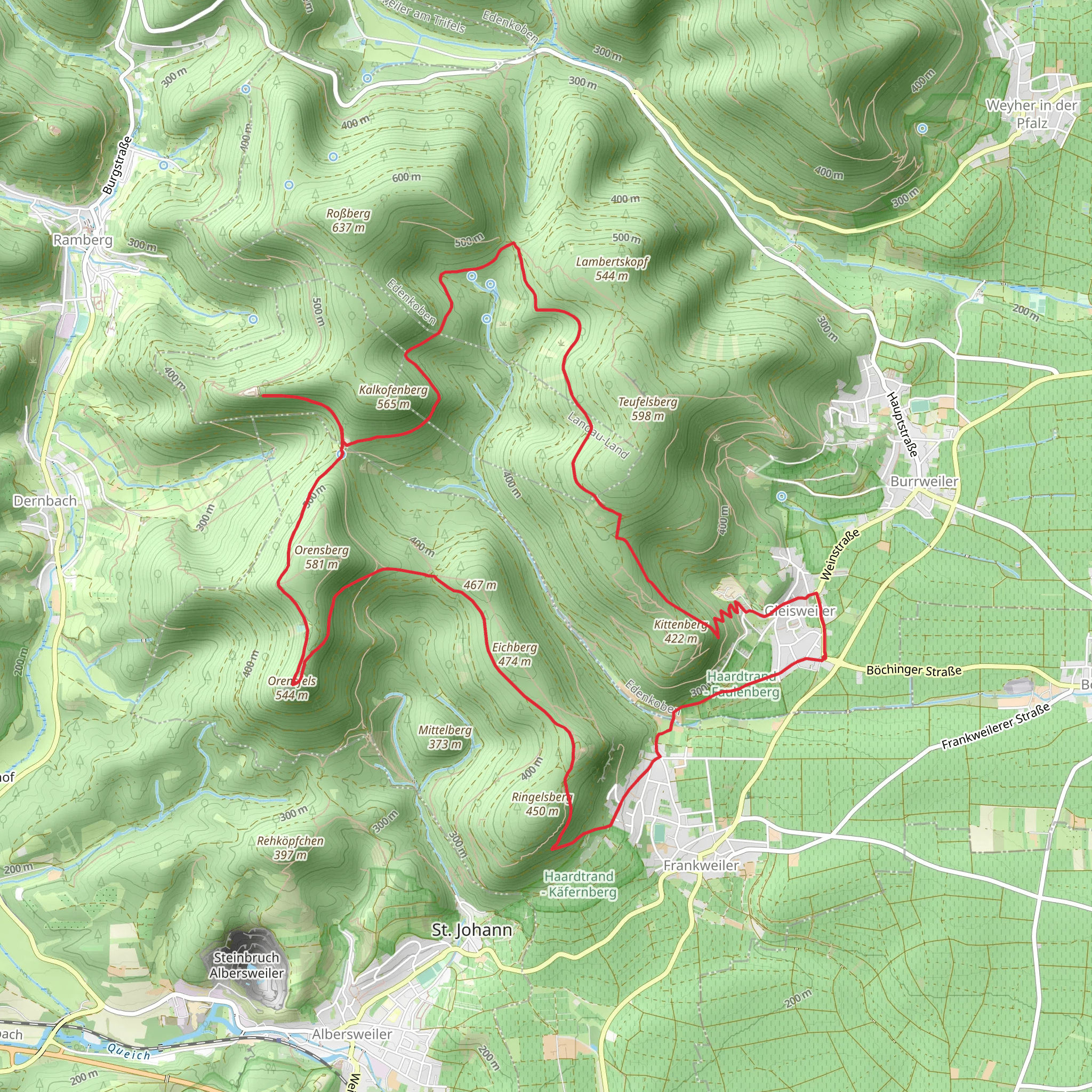 Gleisweiler, Orenfels and Neuscharfeneck Loop mobile static map