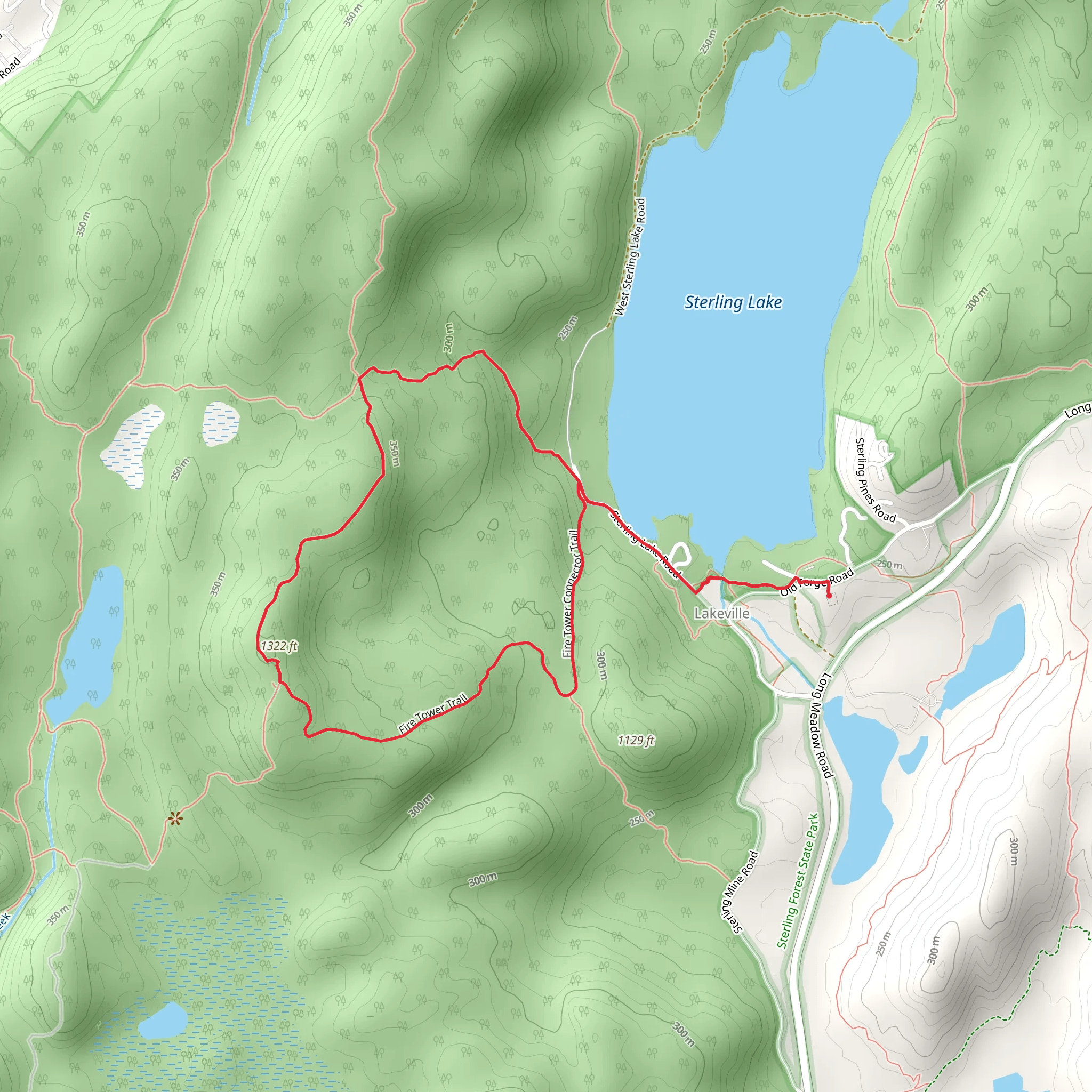 Fire Tower Trail and Sterling Ridge Trail via Sterling Lake mobile static map