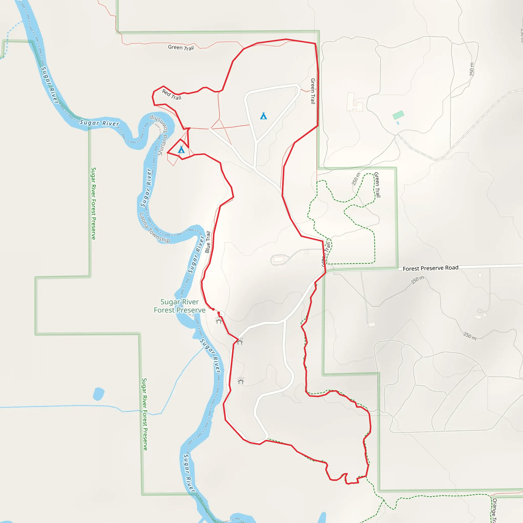 Sugar River Forest Preserve Loop and Red TrailLoop mobile static map