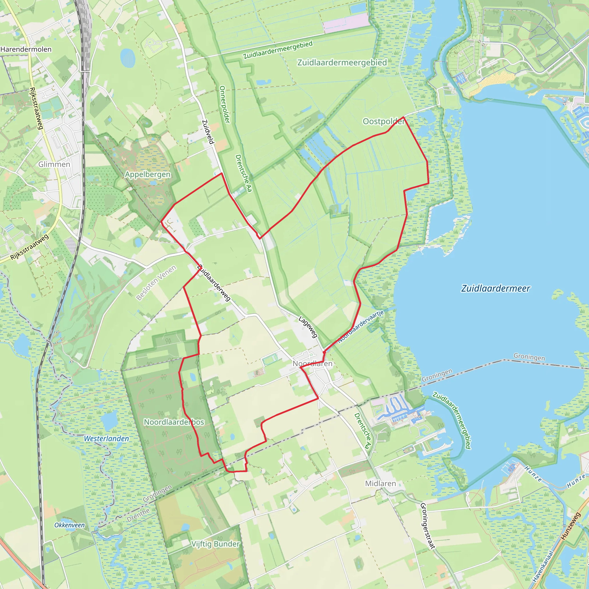 Meester Koolweg, Leemweg and Weg Langs het hunebed Loop mobile static map