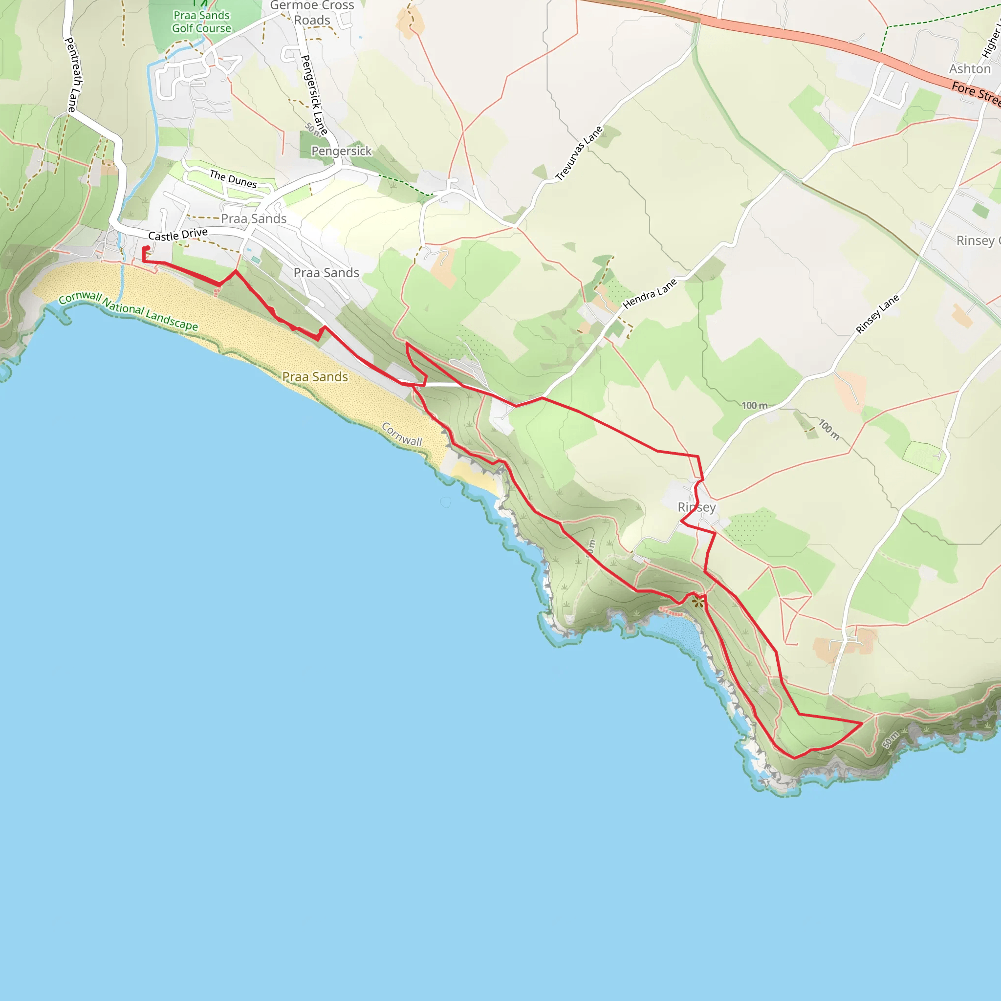 Rinsey Head - Butterflies and a Bishop Walk mobile static map
