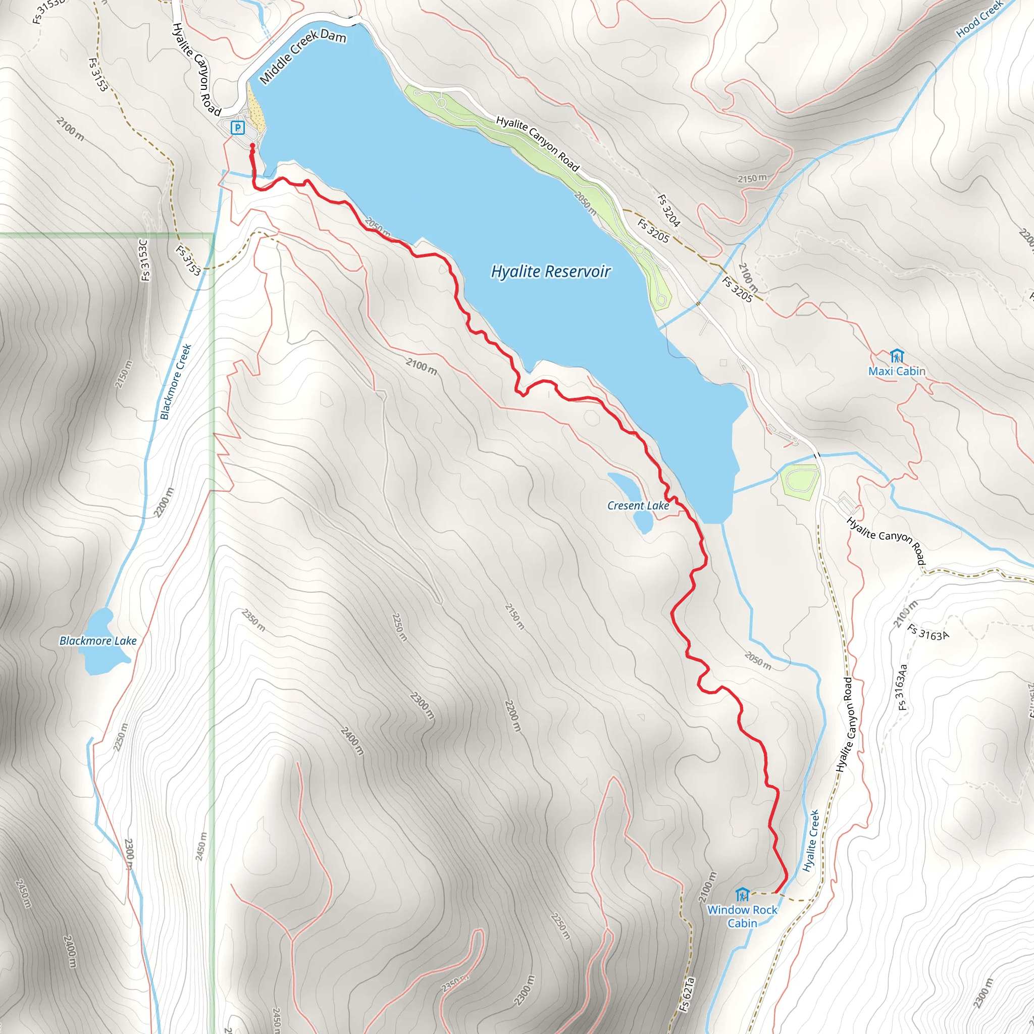 Hyalite Reservoir and Creek via Westshore Trail mobile static map