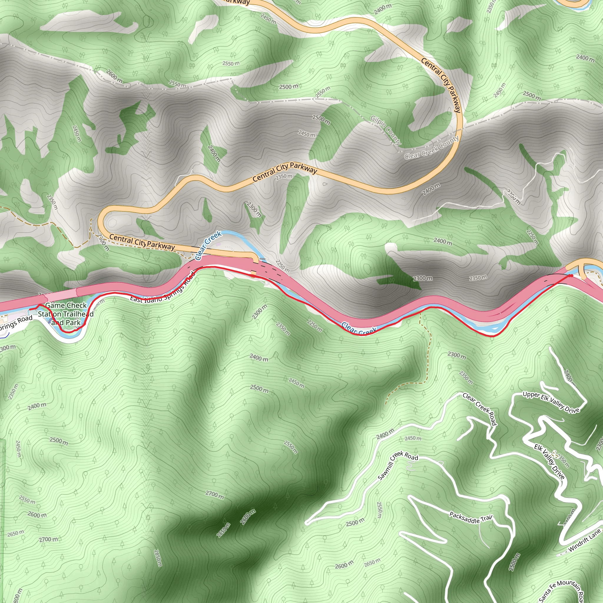 Clear Creek via Scott Lancaster Memorial Trail mobile static map
