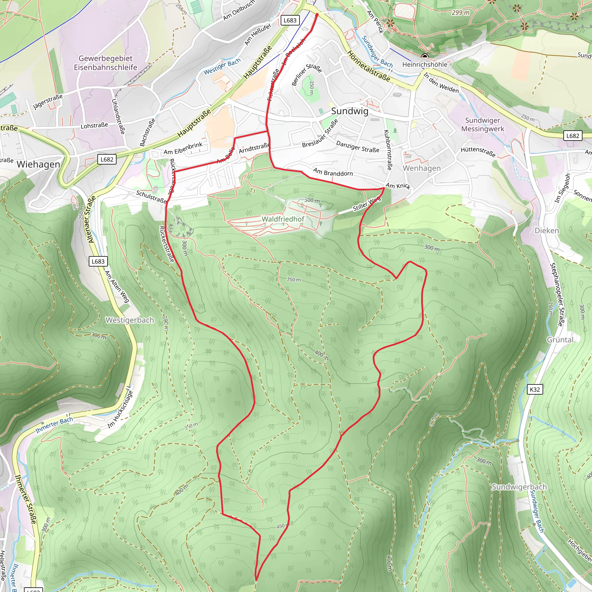 Hemer Berge and Dortke Moer Loop via Hemer mobile static map