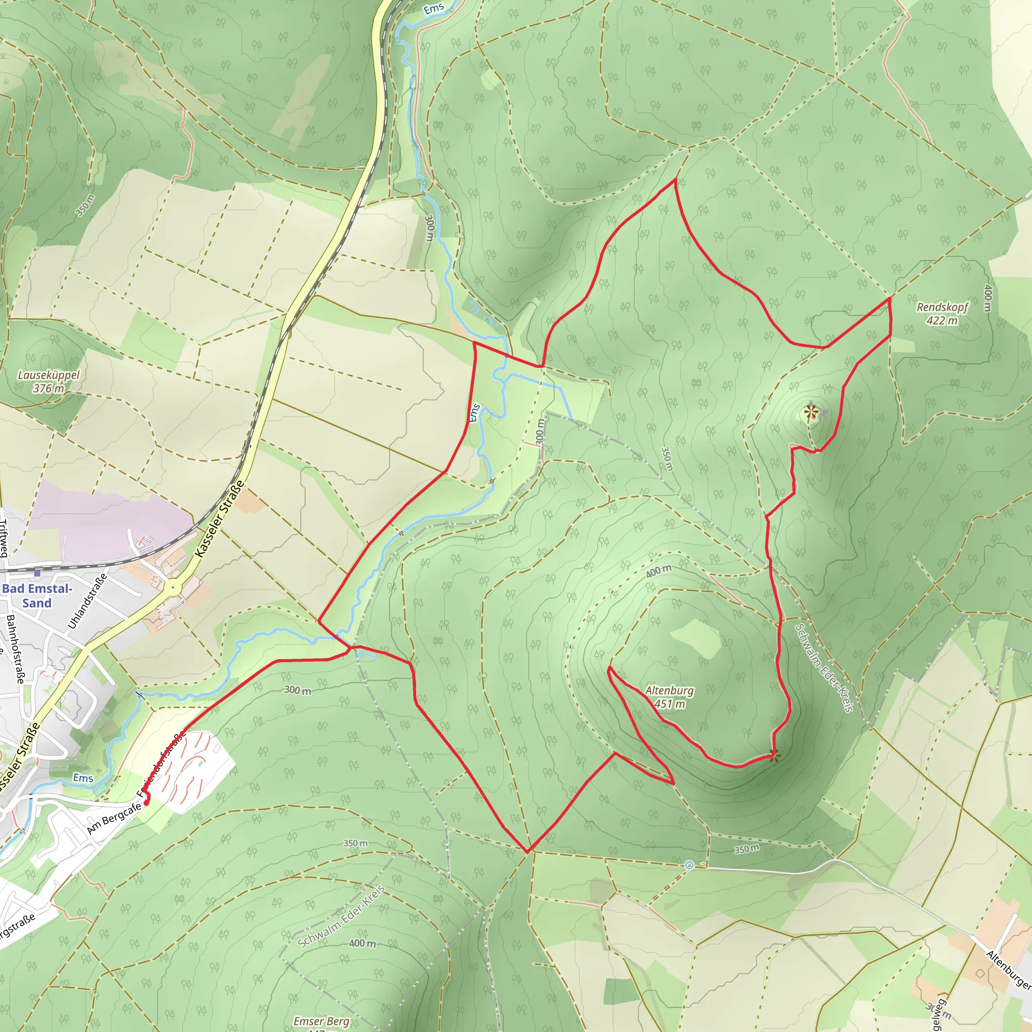 Altenburg via Schauenburg and Bad Emstal mobile static map
