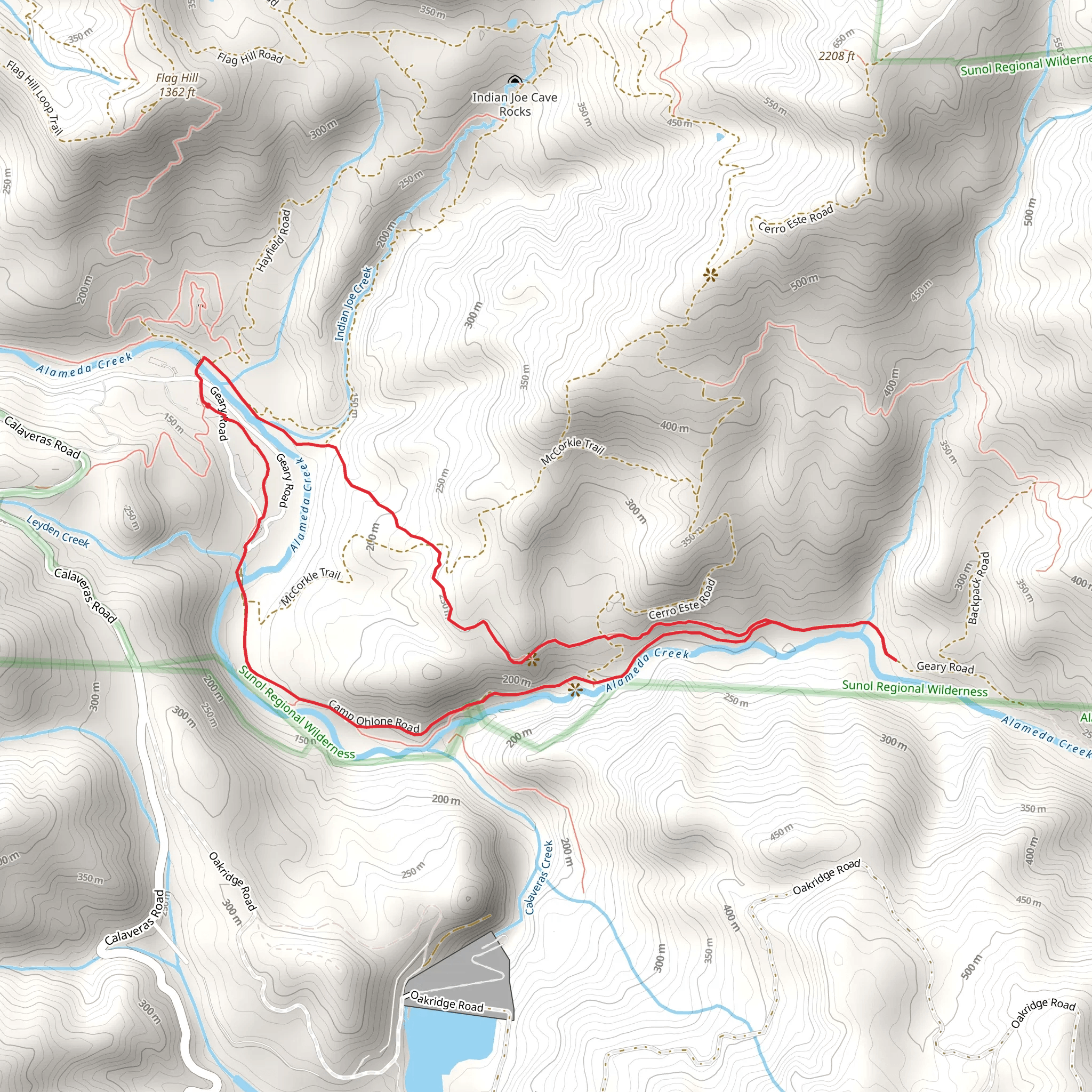 Camp Ohlone Road - Canyon View Loop Trail mobile static map