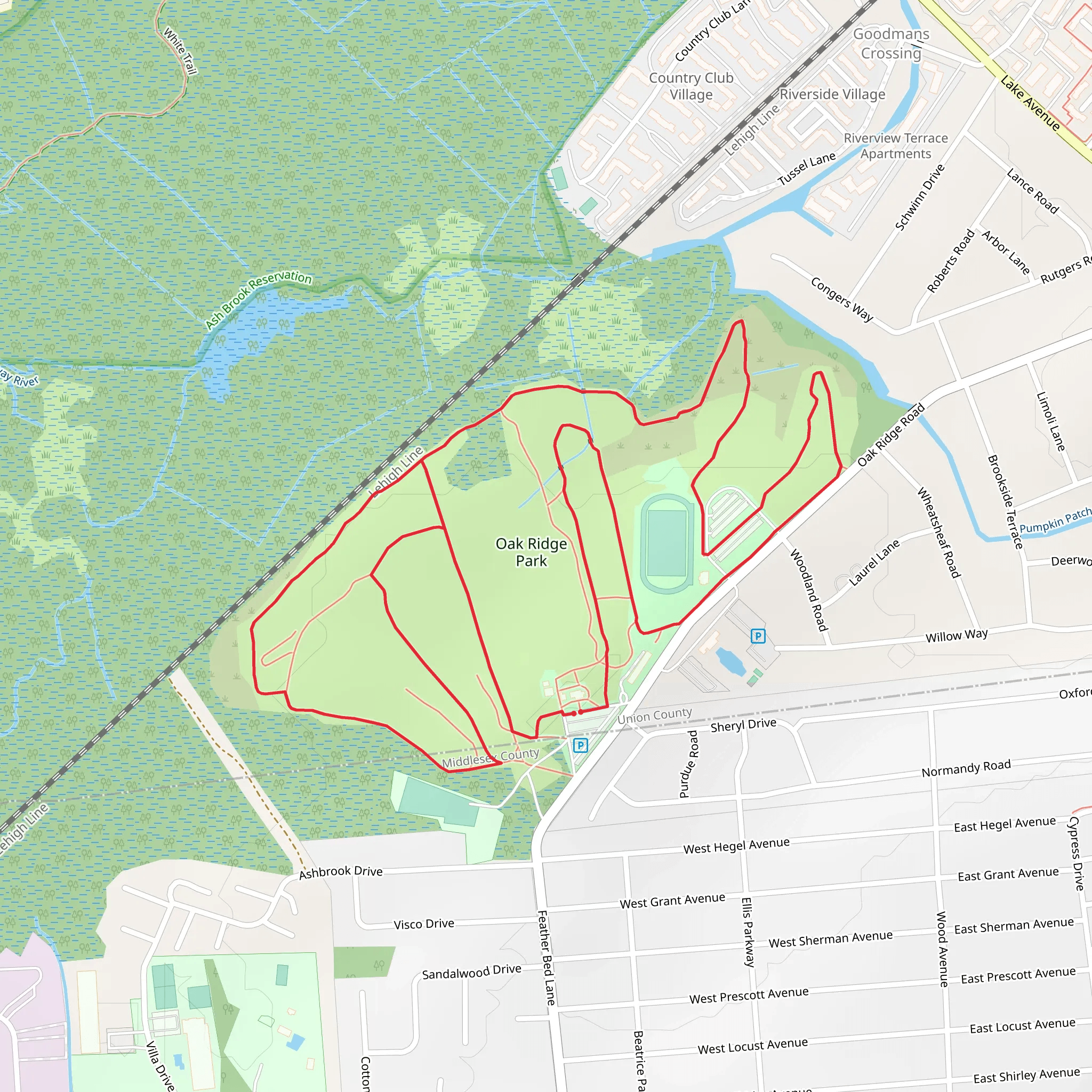 Oak Ridge Park Loop mobile static map