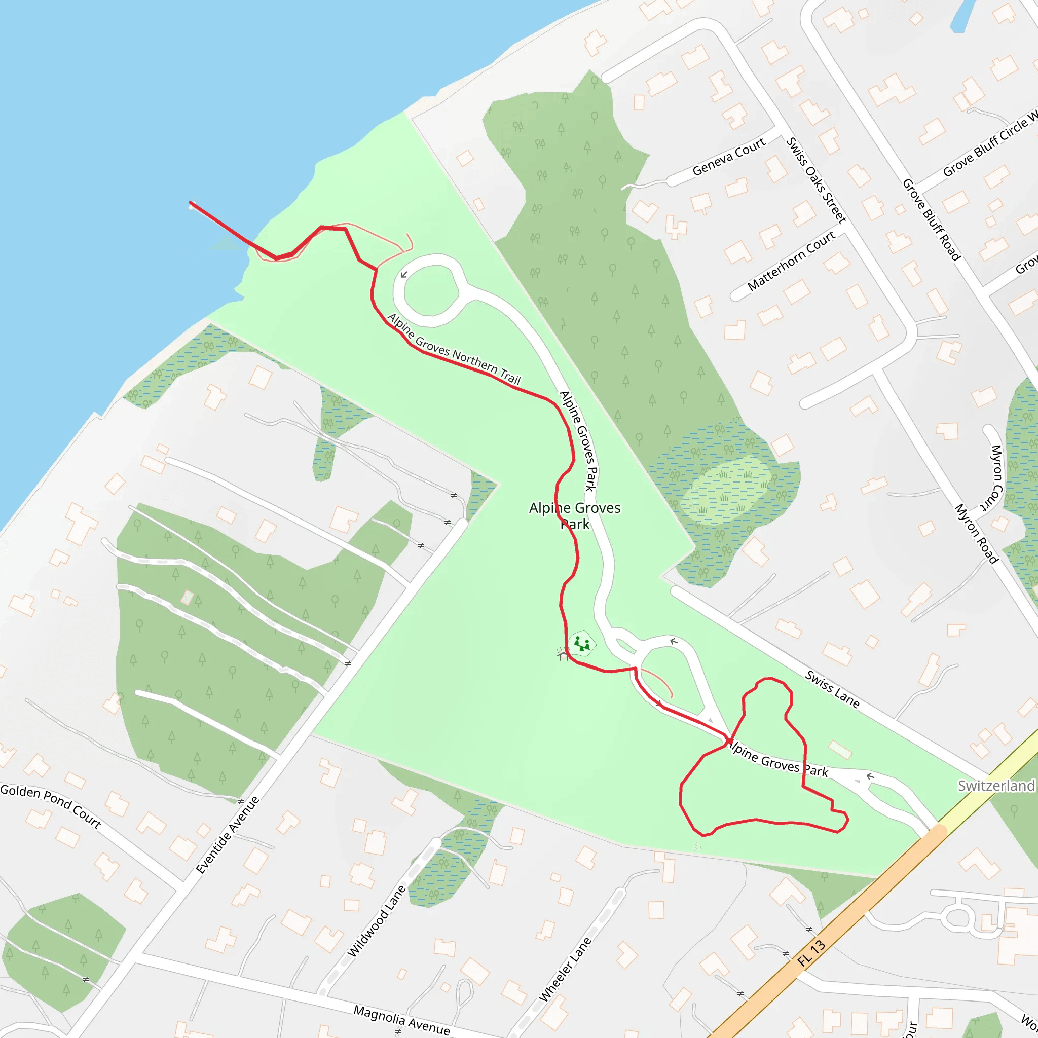 Alpine Groves Northern and Southern Trail mobile static map