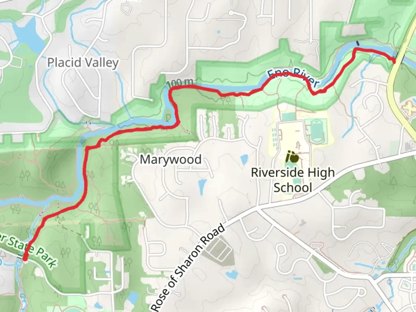An image depicting the trail Laurel Bluffs Trail and its surrounding area.
