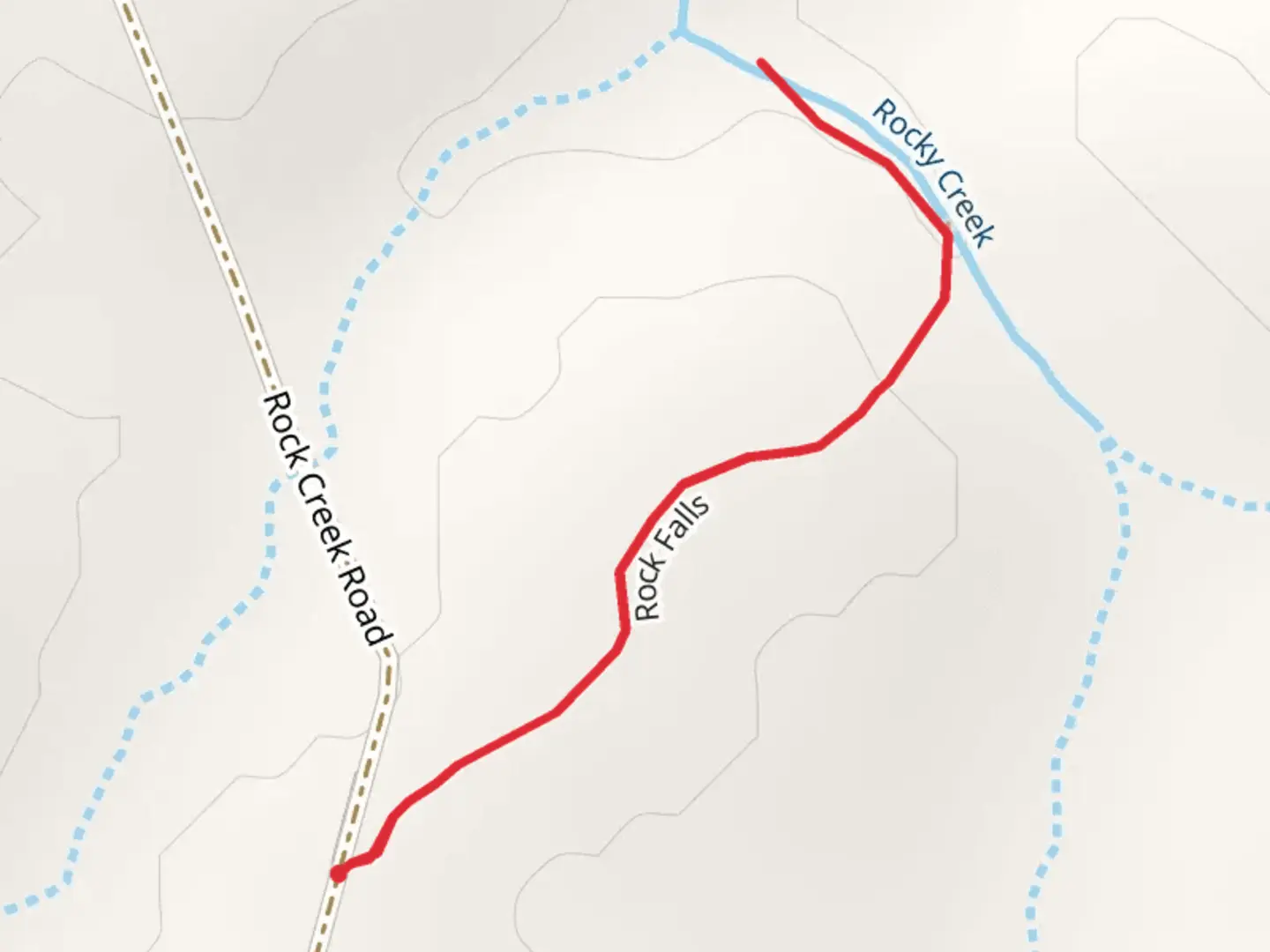 An image depicting the trail Rock Falls and its surrounding area.