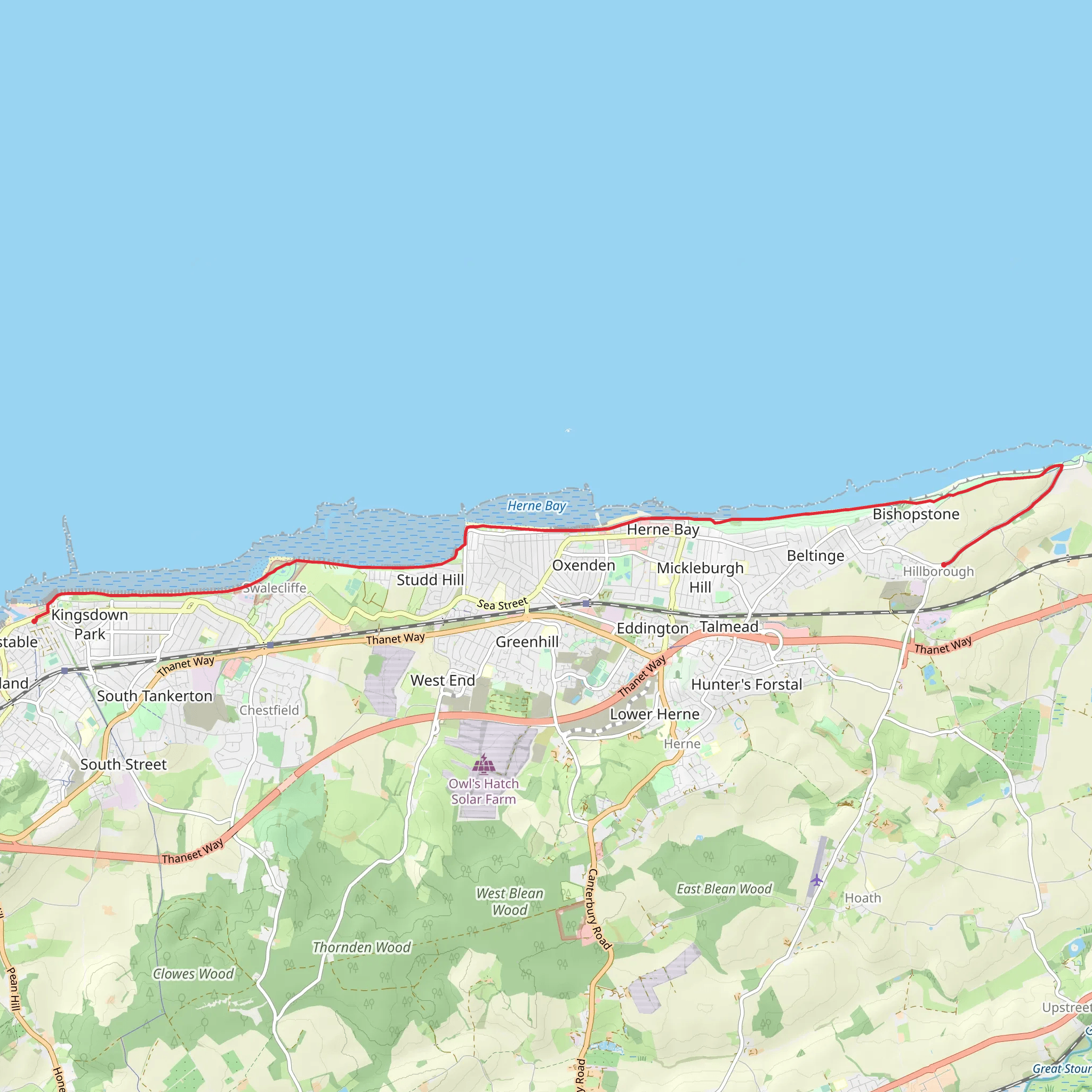 Hillborough to Whitstable Walk mobile static map