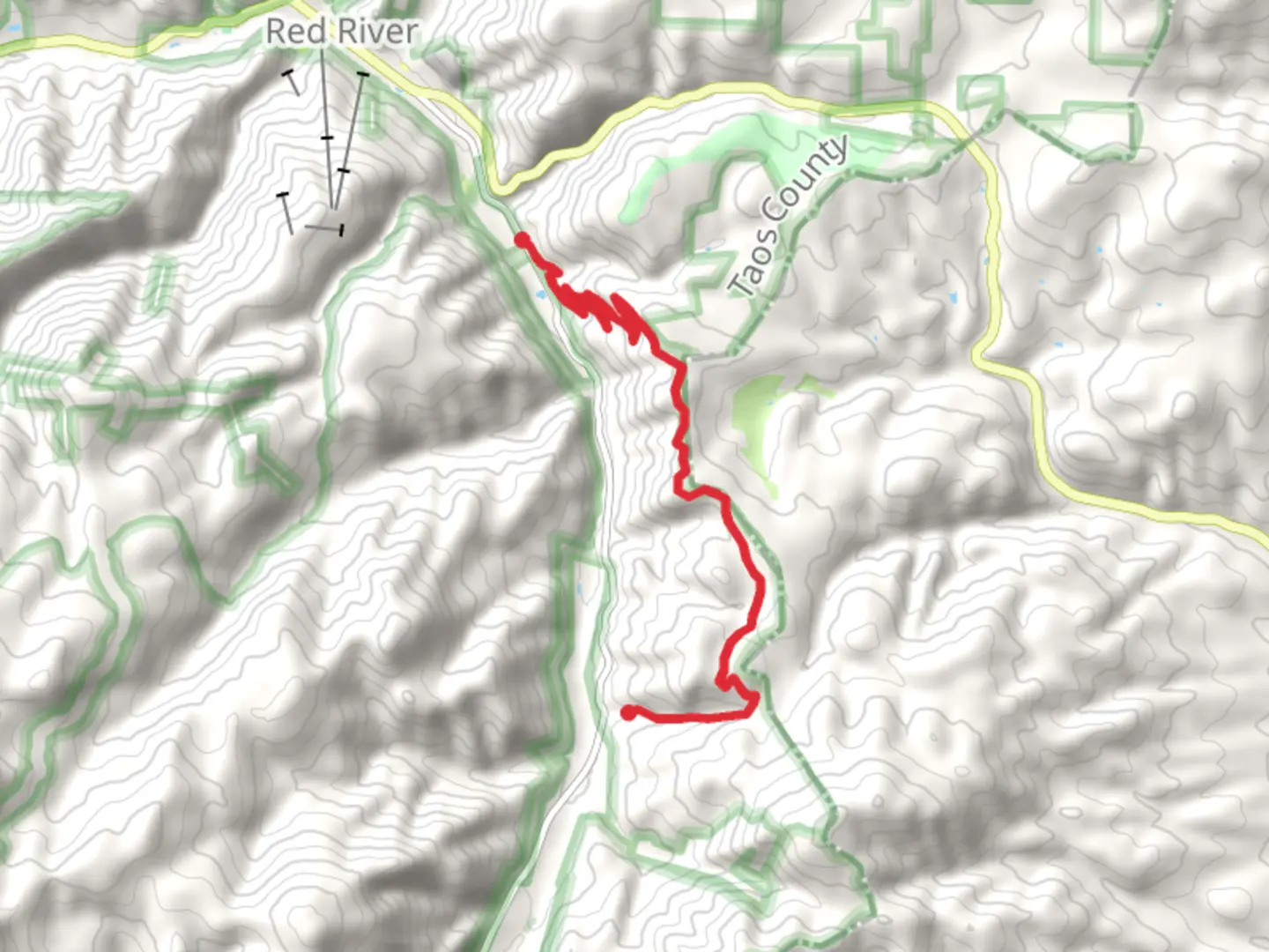 An image depicting the trail Red River Pass and Fourth of July Canyon and its surrounding area.
